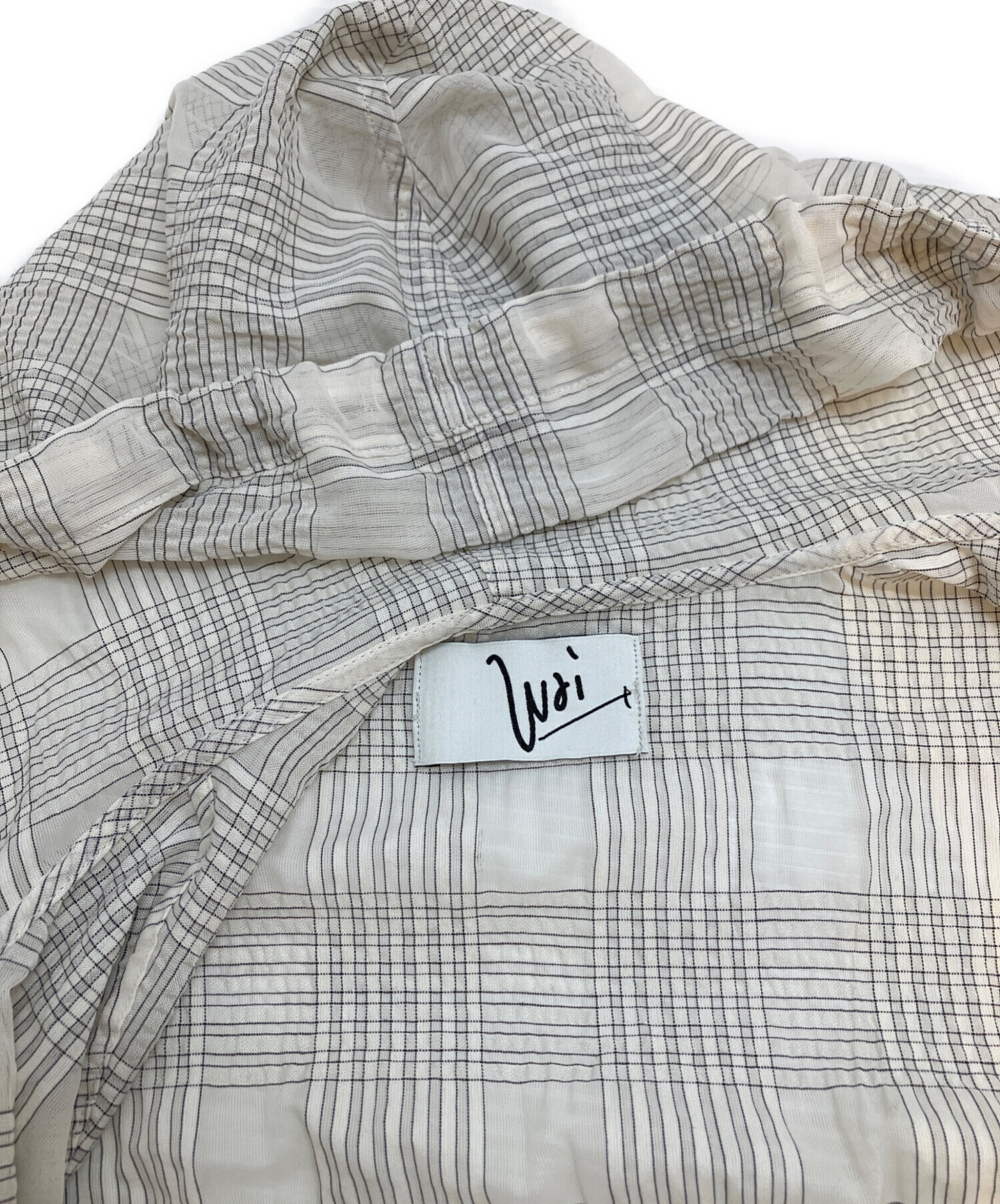 中古・古着通販】Wai+ (ワイ) シアー チェック フーディー シャツ 