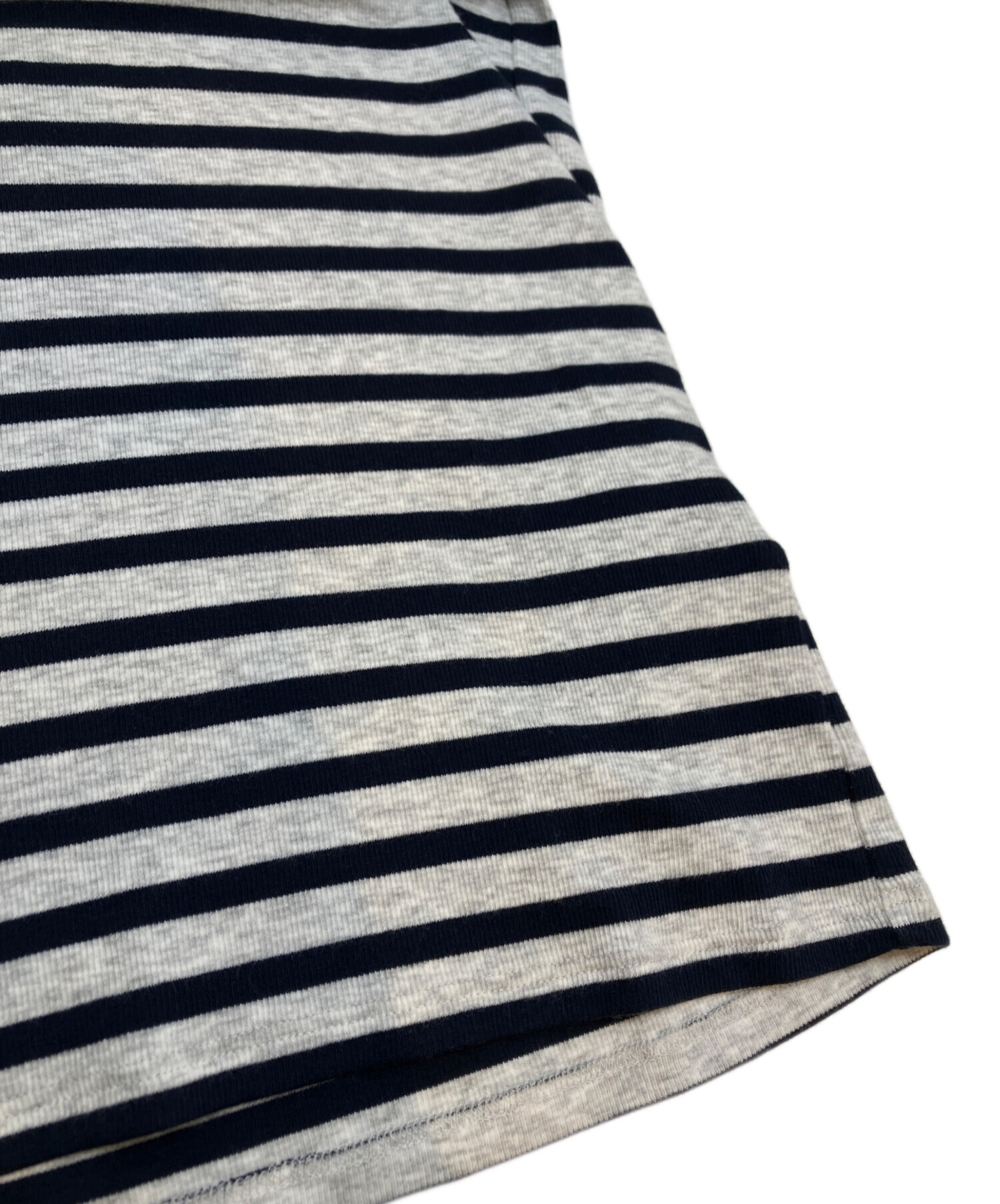 BRUNELLO CUCINELLI カットソー　ボーダー　ブルー　Lサイズ 中古・古着通販】BRUNELLO CUCINELLI (ブルネロクチネリ) Uネックリブ