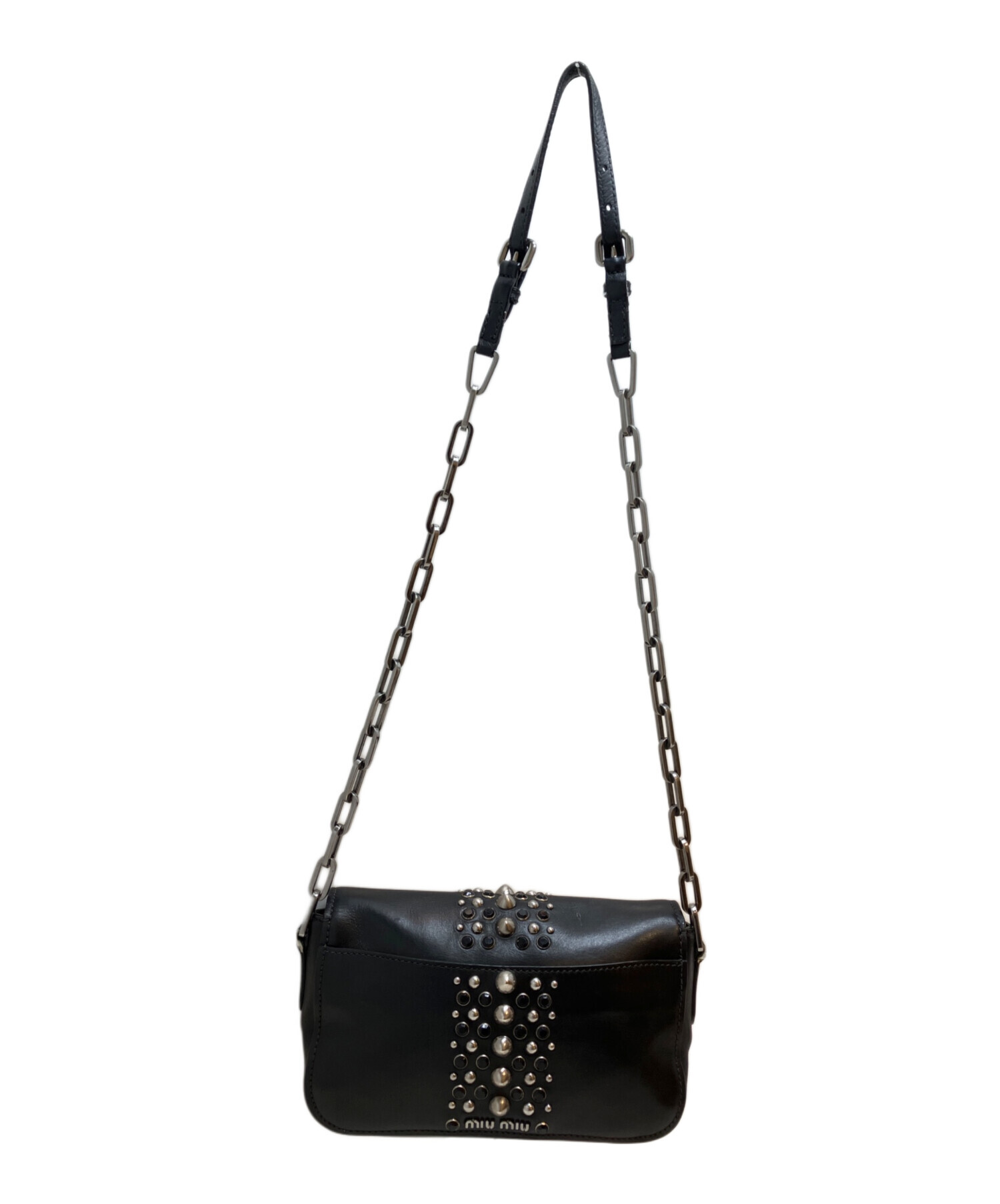 MIU MIU レザー 2wayバッグ 中古・古着通販】MIU MIU (ミュウミュウ) 2WAYスタッズターンロック