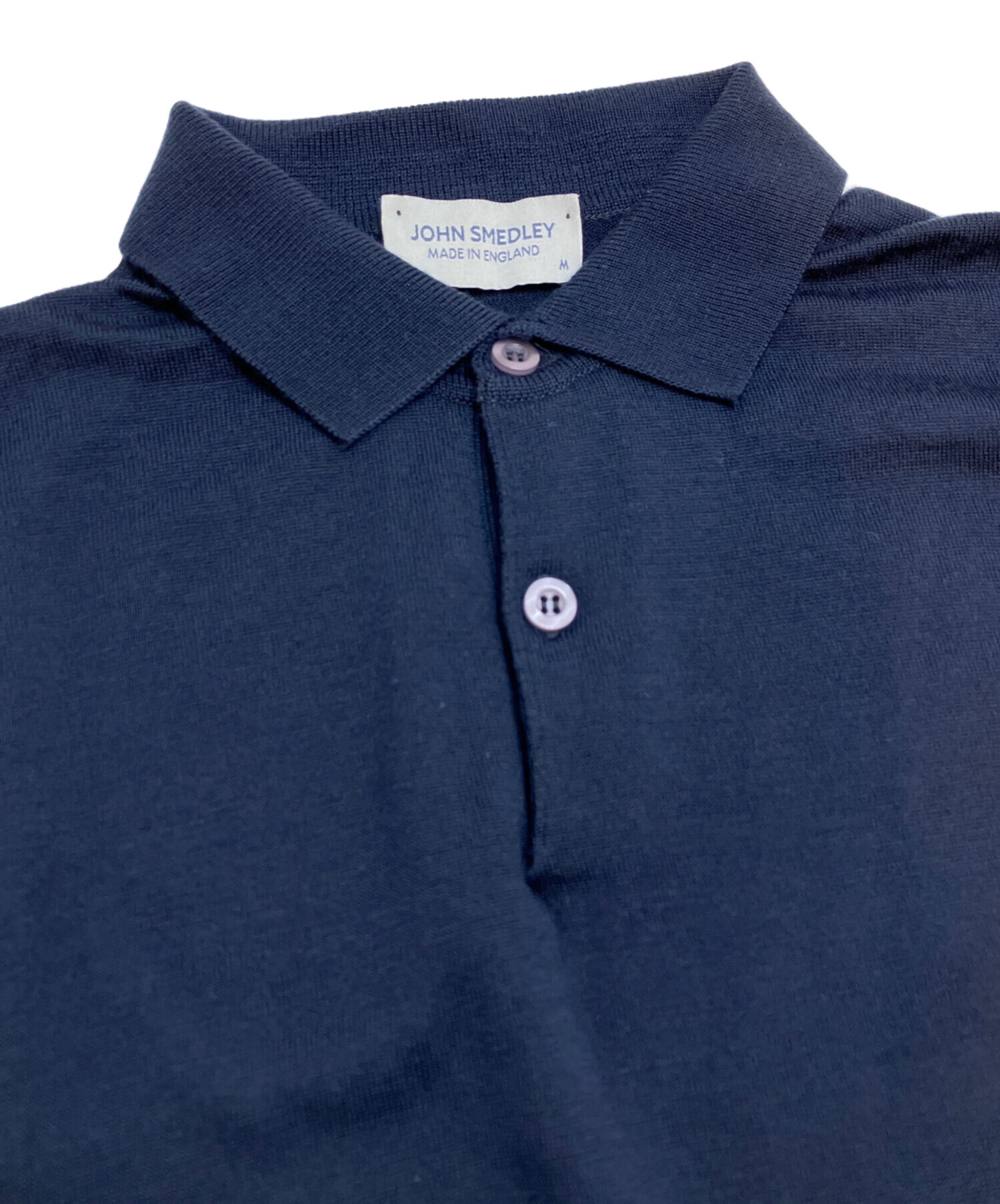 【美品】JHON SMEDLEY ニットポロシャツ ネイビー サイズM 中古・古着通販】JOHN SMEDLEY (ジョンスメドレー) ニットポロシャツ