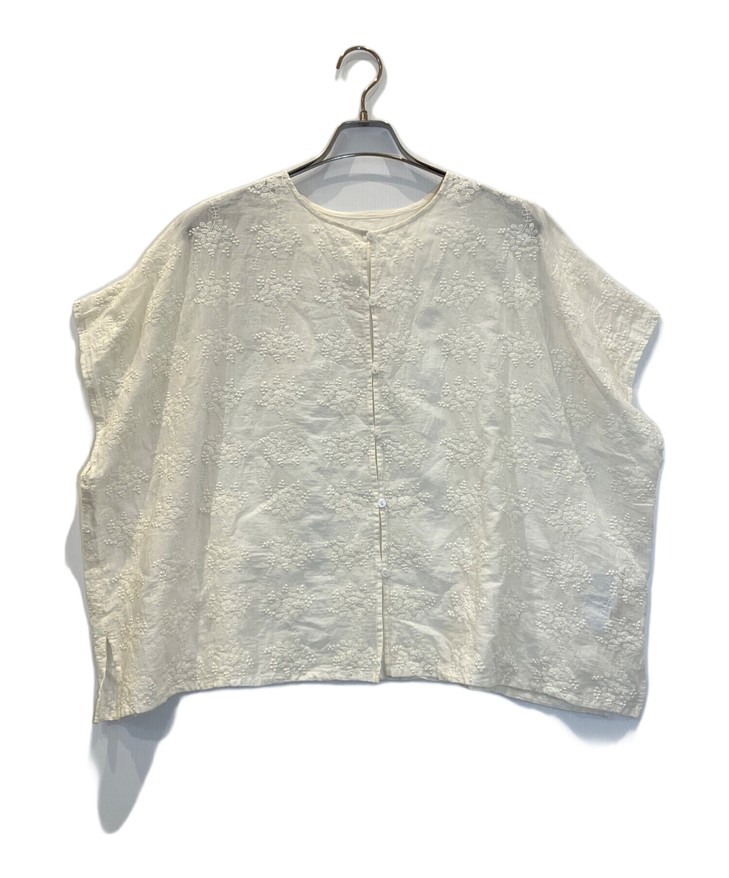 中古・古着通販】KAGURE (カグレ) コットンガーゼ刺繍2WAYブラウス