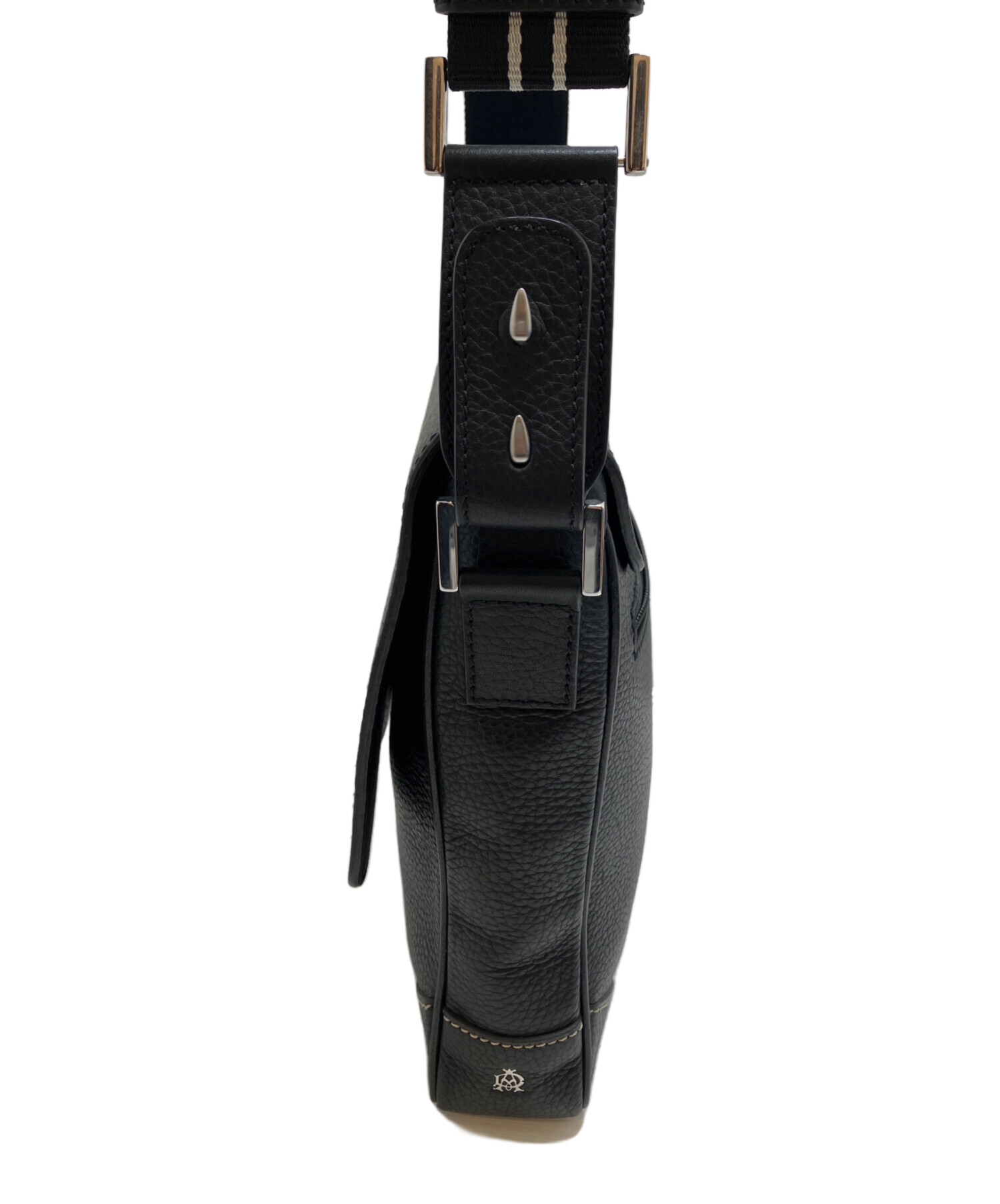 dunhill ショルダーバッグ レザー ブラック 中古・古着通販】dunhill (ダンヒル) レザーフラップショルダーバッグ