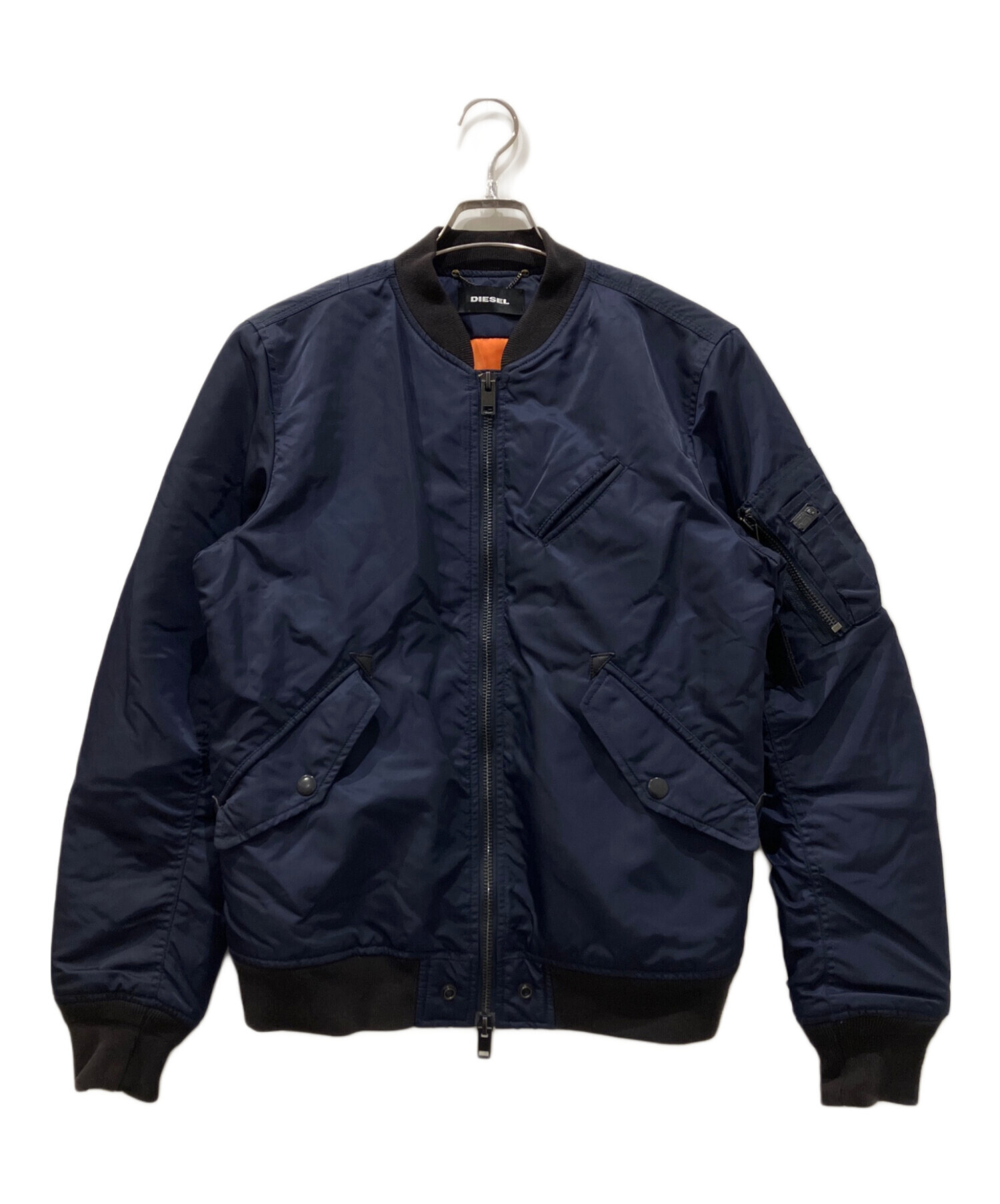 DIESEL MA-1ジャケット ネイビー 中古・古着通販】DIESEL (ディーゼル) MA-1ジャケット ネイビー サイズ