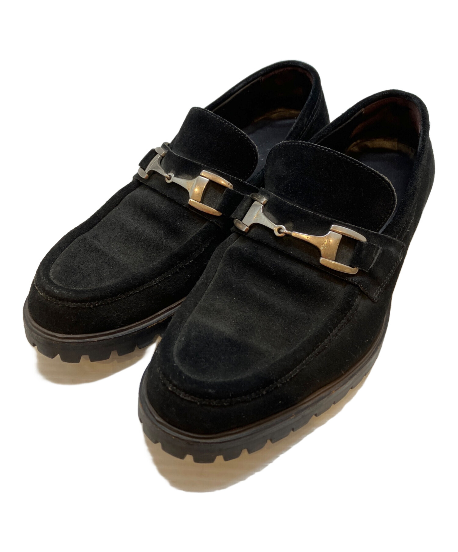 GUCCI ホースビットローファー スエード ブラック 中古・古着通販】GUCCI (グッチ) ホースビットスエードローファー