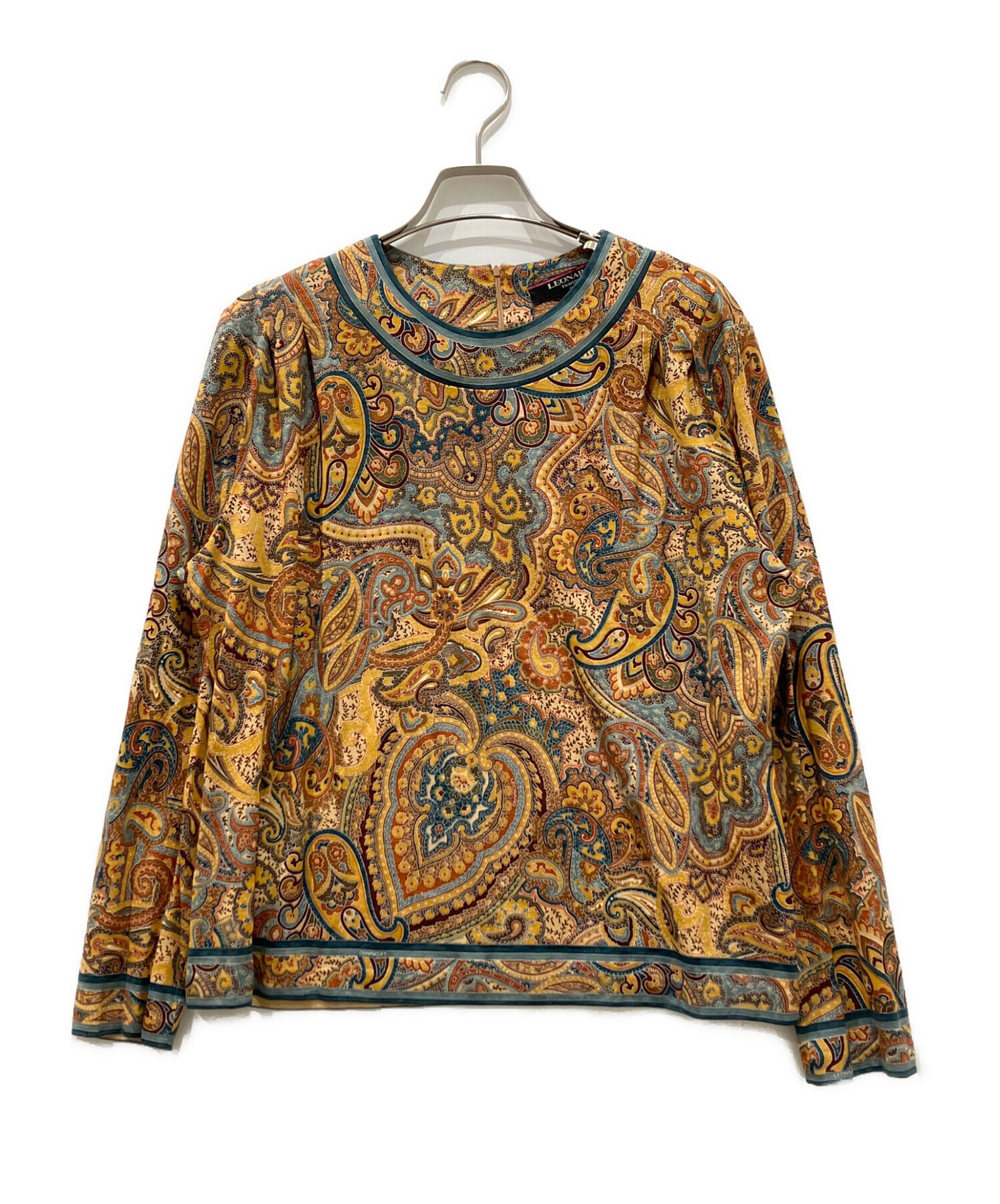 LEONARD レオナール　 ペイズリー柄七分袖トップス　前に細リボン 中古・古着通販】LEONARD FASHION (レオナールファッション