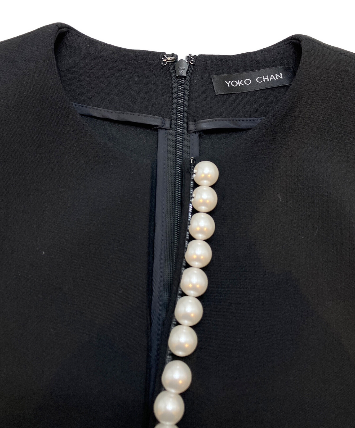 YOKO CHAN パールスリットワンピース ブラック サイズ40 美品 中古・古着通販】YOKO CHAN (ヨーコチャン) パールスリットライン