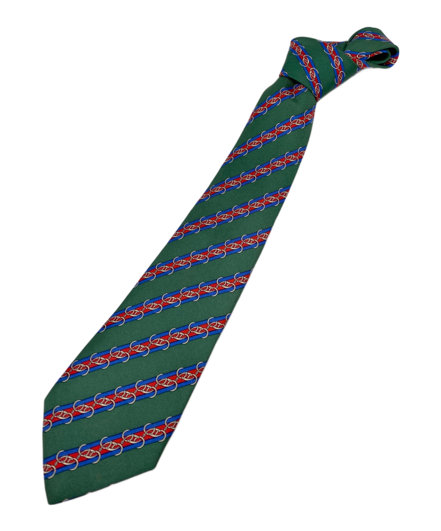 【X'masセール★30%OFF】エルメス HERMES ネクタイ舵 グリーン×ブルー レディース 中古 中古・古着通販】HERMES (エルメス) ネクタイ グリーン サイズ:記載