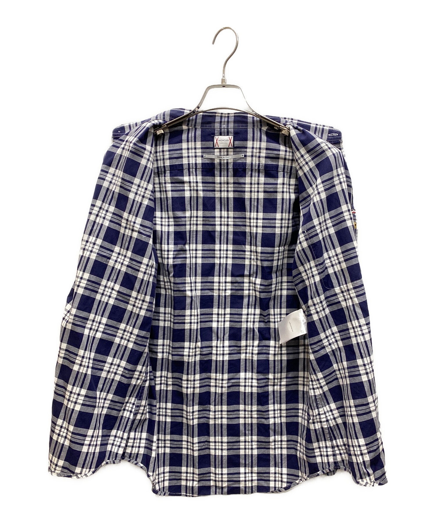 MONCLER GAMME BLEU モンクレールガムブルー チェックシャツ 紺