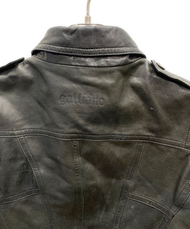 【希少】ガリアーノ galliano 装飾 レザージャケット アーカイブ 中古・古着通販】GALLIANO (ガリアーノ) レザージャケット ブラック