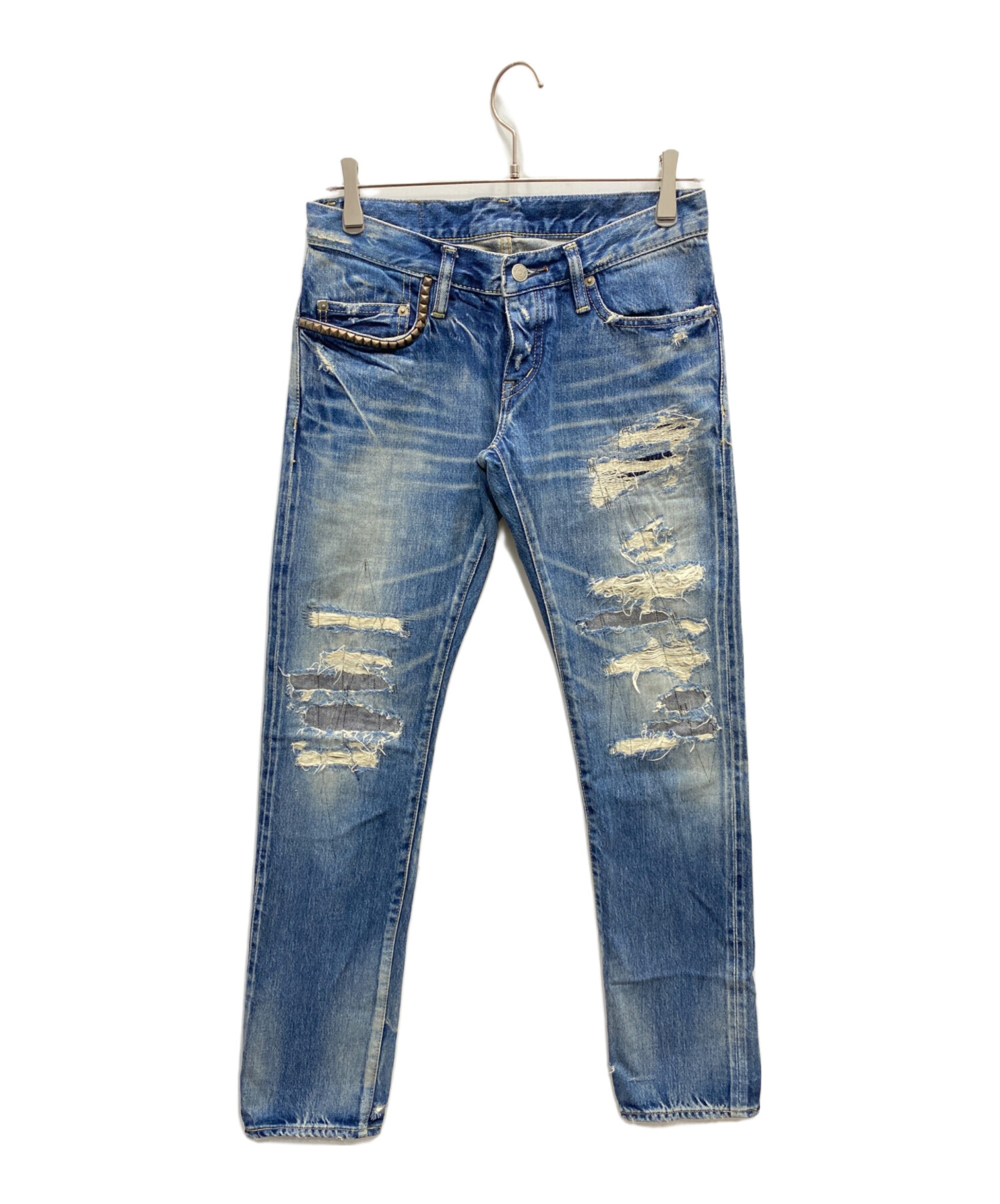 HYSTERIC GLAMOUR ダメージ加工スタッズデニムパンツ32inch