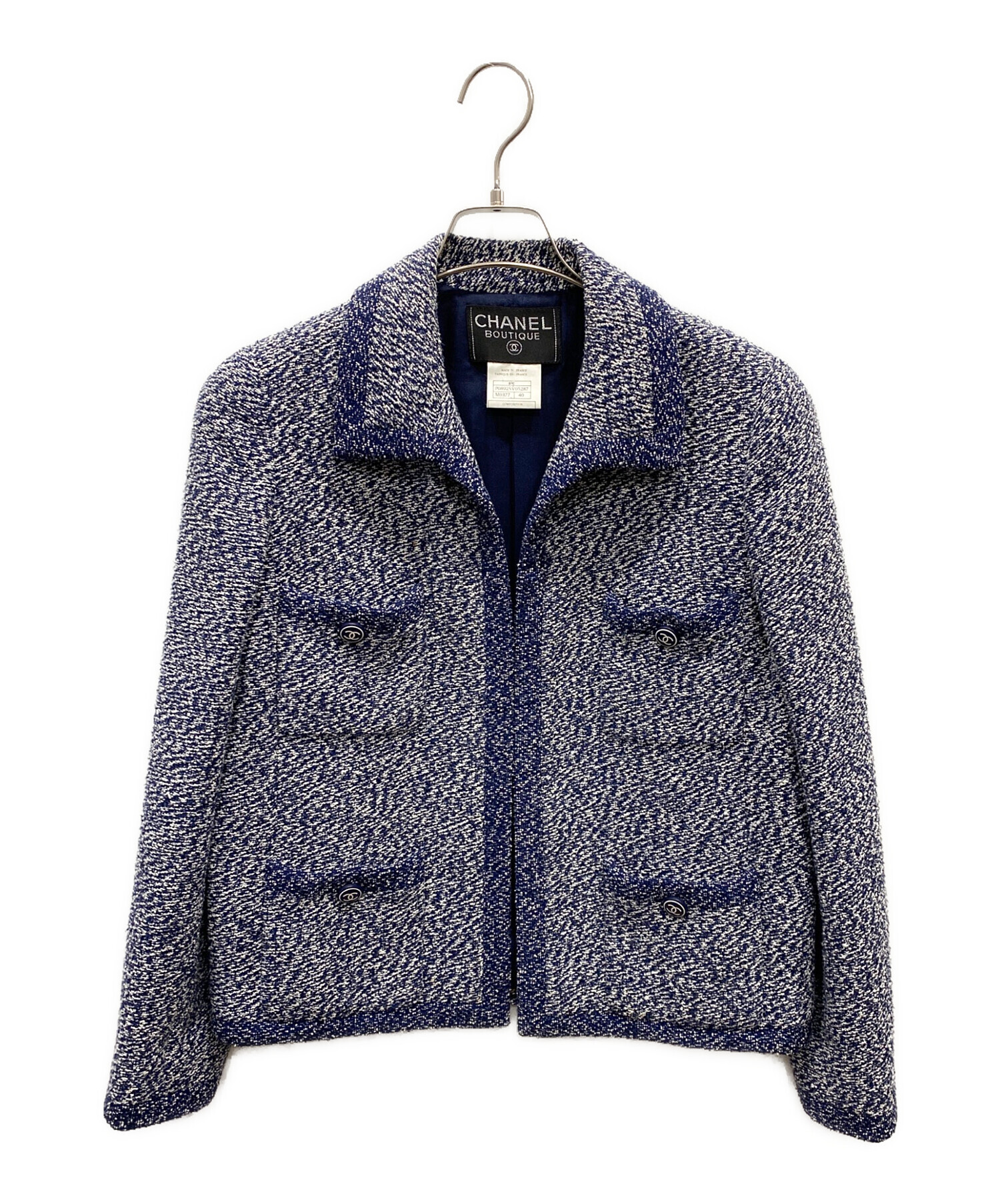 中古・古着通販】CHANEL (シャネル) ツイードセットアップ ネイビー