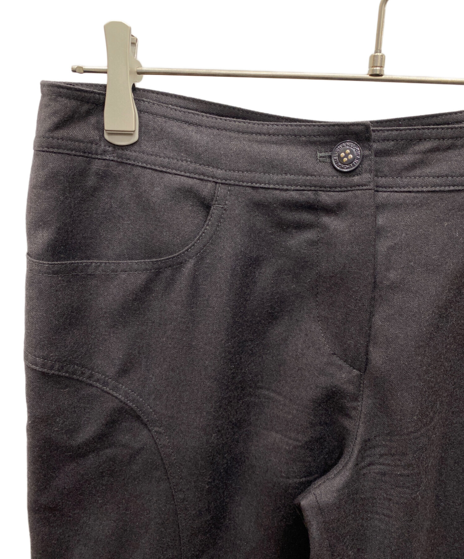 中古・古着通販】CHANEL (シャネル) カシミヤ混ウールパンツ ブラック  