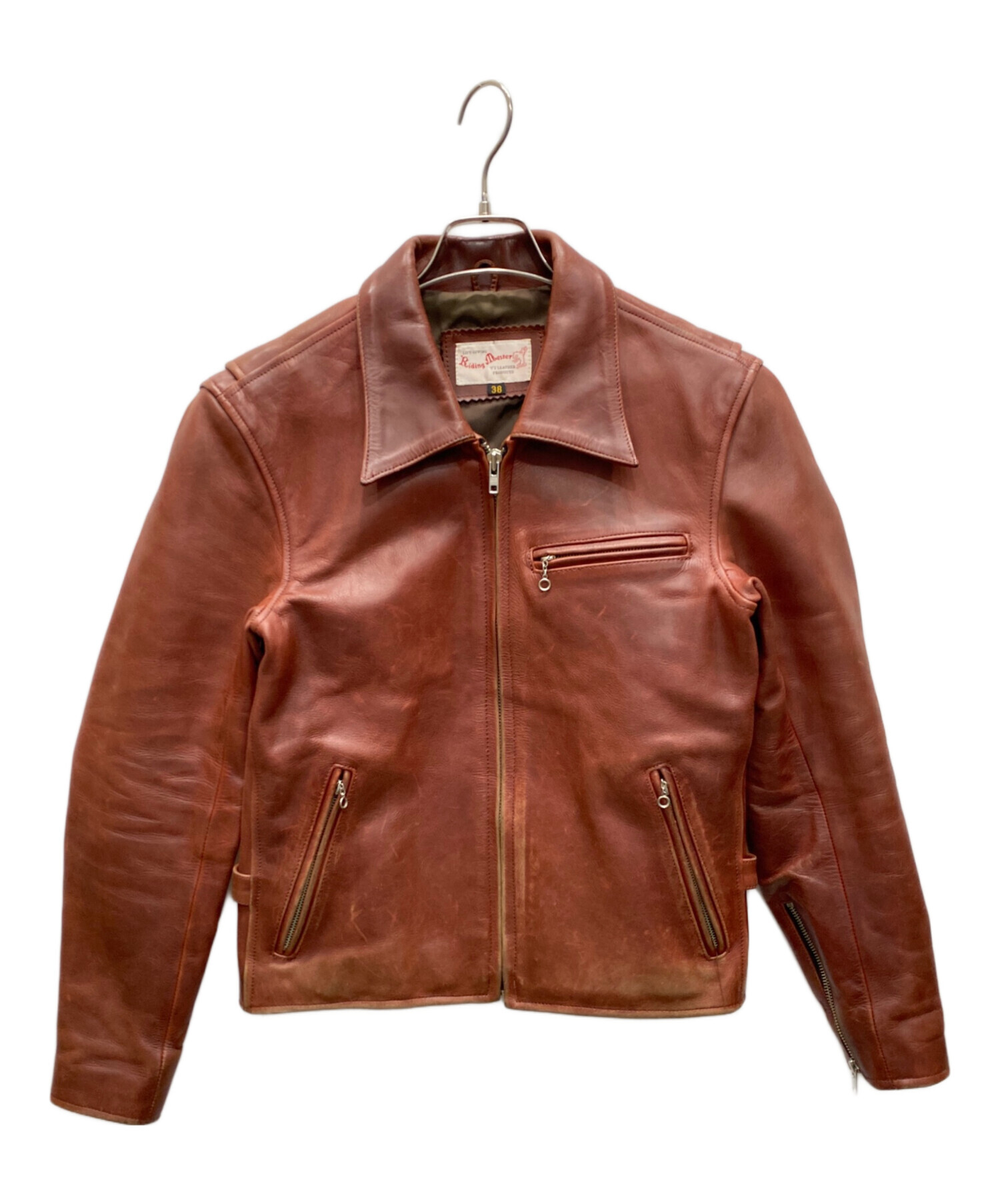 【試着のみ】Y'2 LEATHER　シングルライダース　サイズ38　牛革 Y'2 LEATHER◇シングルライダースジャケット/38/牛革/RED// : セカンド