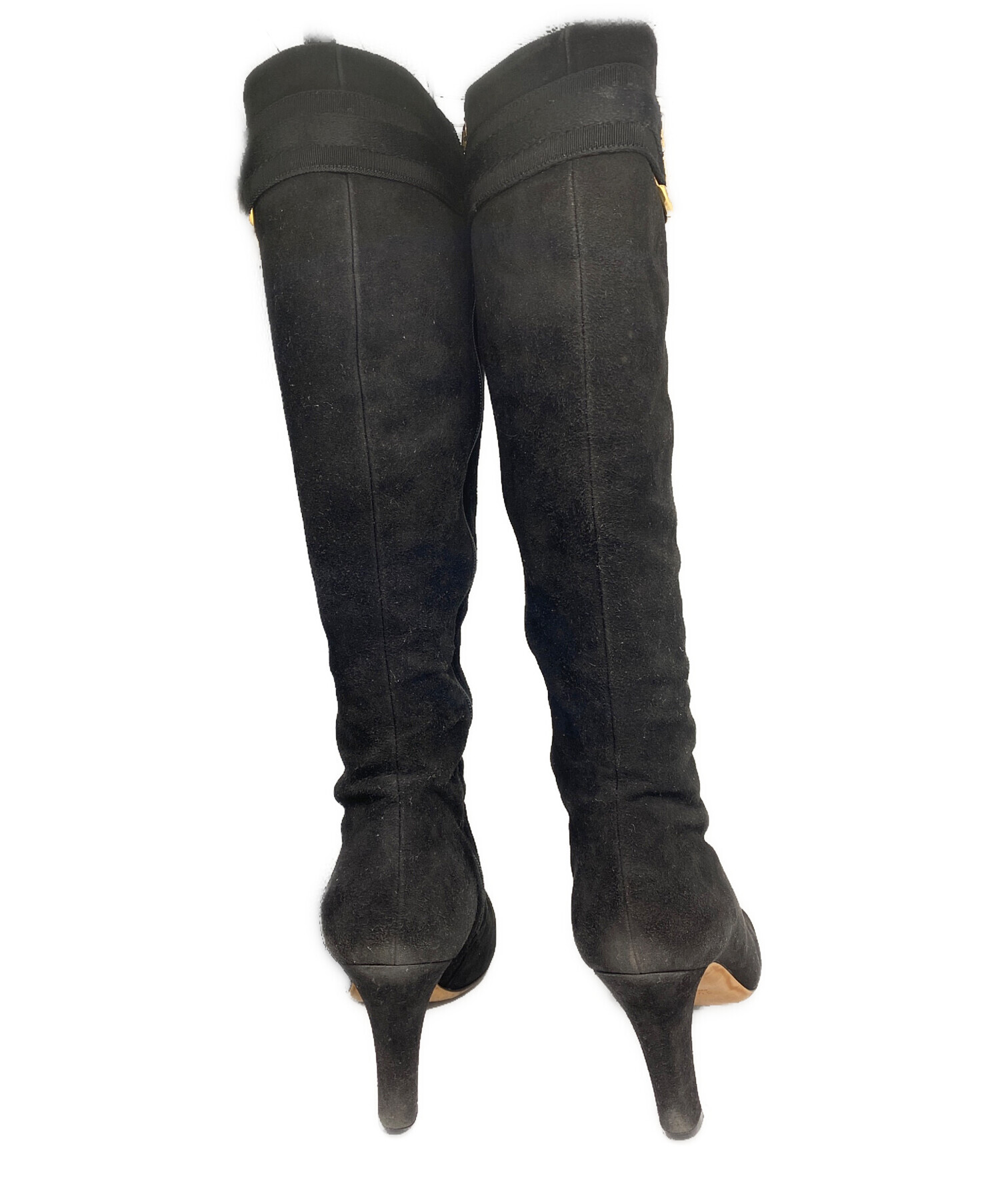GUCCI レディースロングブーツ36 1/2 C 中古・古着通販】GUCCI (グッチ) ロングブーツ ブラック サイズ:36