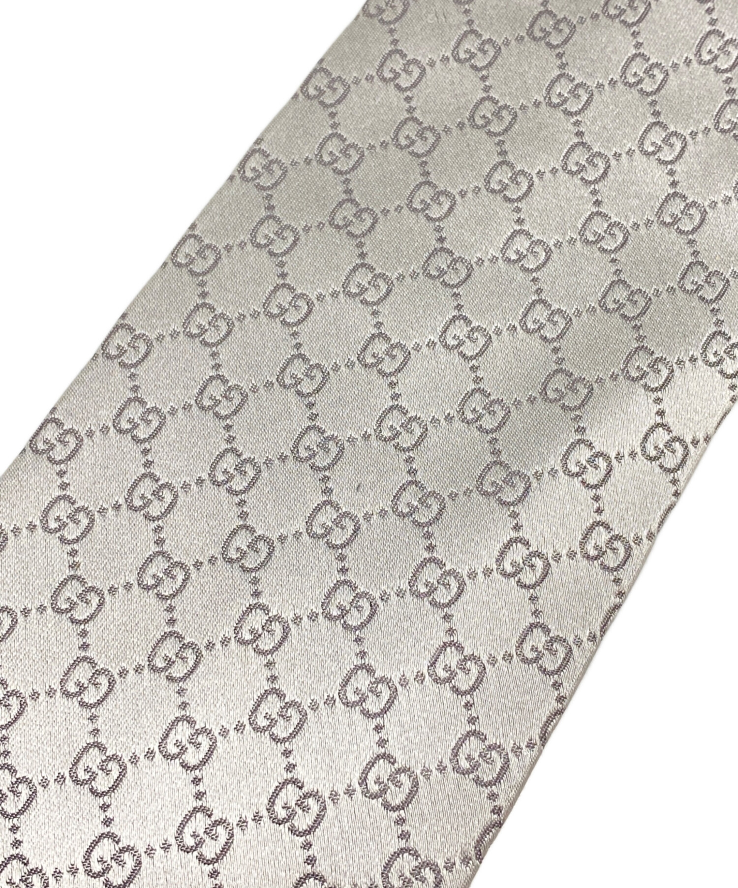 中古・古着通販】GUCCI (グッチ) GG柄シルクネクタイ シルバー サイズ
