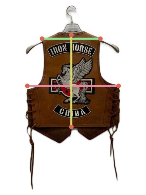 中古・古着通販】Burny (バーニ) 刺繍パッチ付レザーベスト ブラウン