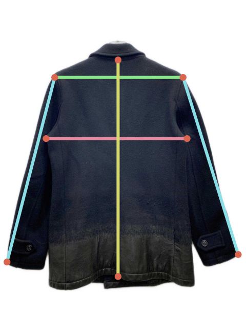 中古・古着通販】FENDI (フェンディ) レザー切替Pコート ブラック