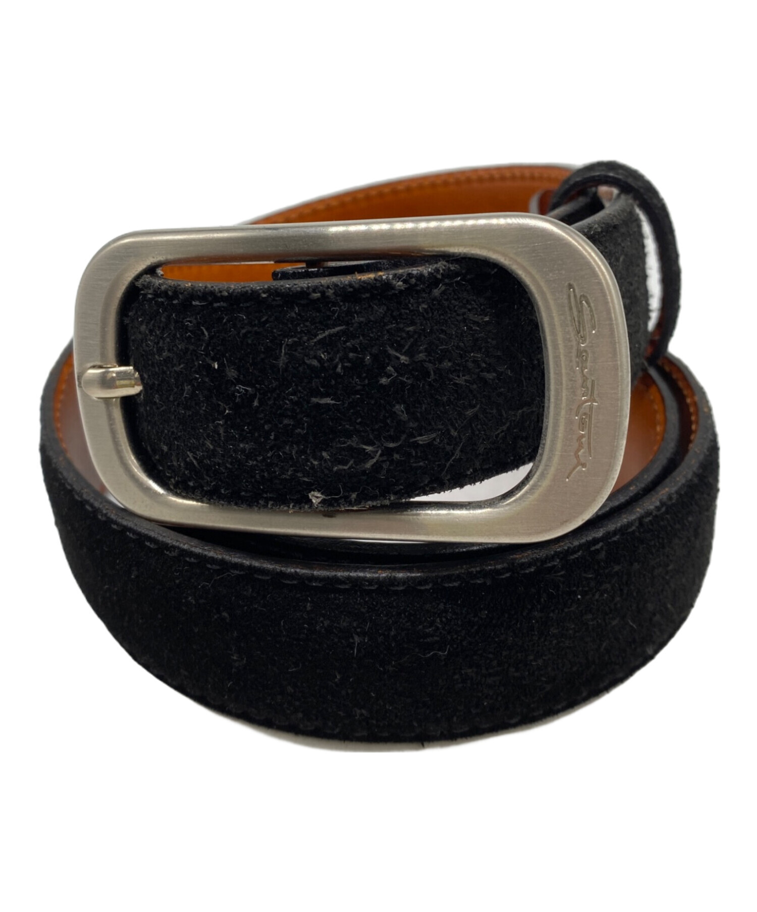 サントーニ 新古品　本革ブラウンベルト 30/32 イタリア製 中古・古着通販】Santoni (サントーニ) レザーベルト ブラック