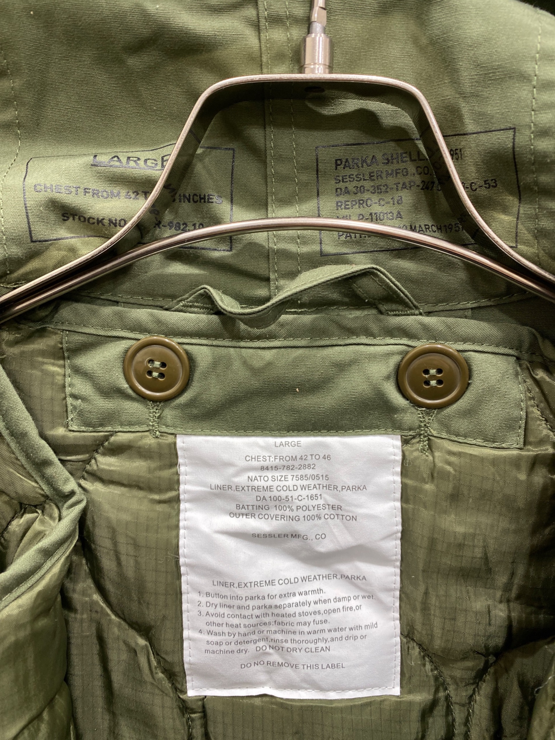 中古・古着通販】SESSLER MFG (セスラー) M-65モッズコート グリーン