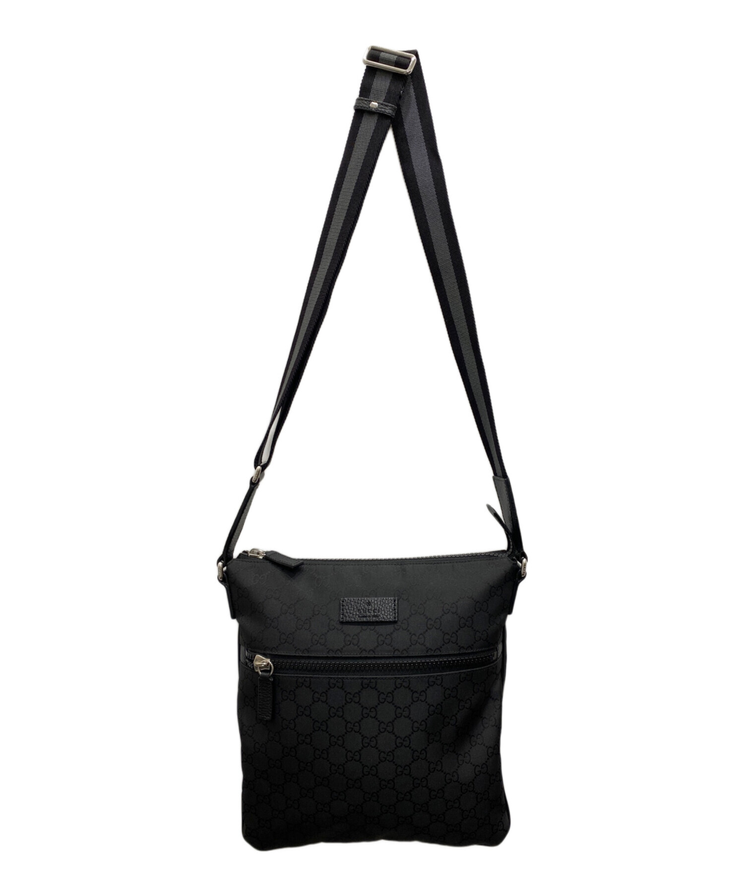 中古・古着通販】GUCCI (グッチ) GGナイロンショルダーバッグ ブラック  