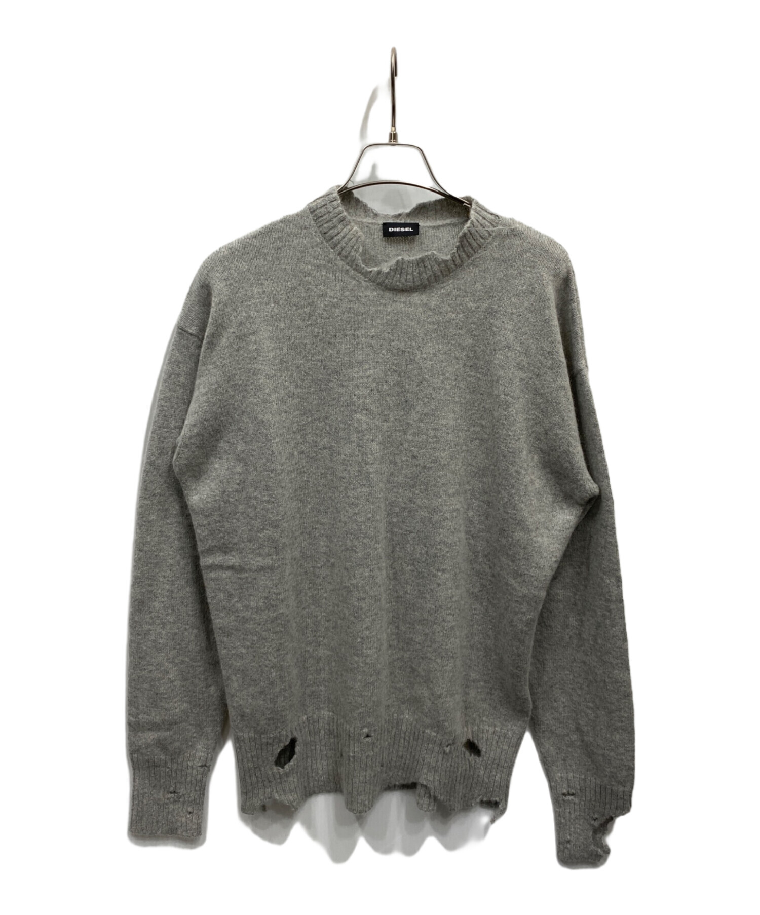 ディーゼル ダメージ加工 グレー Tシャツ DIESEL ディーゼル Tシャツ デニム ダメージ加工 メンズ XS 中古