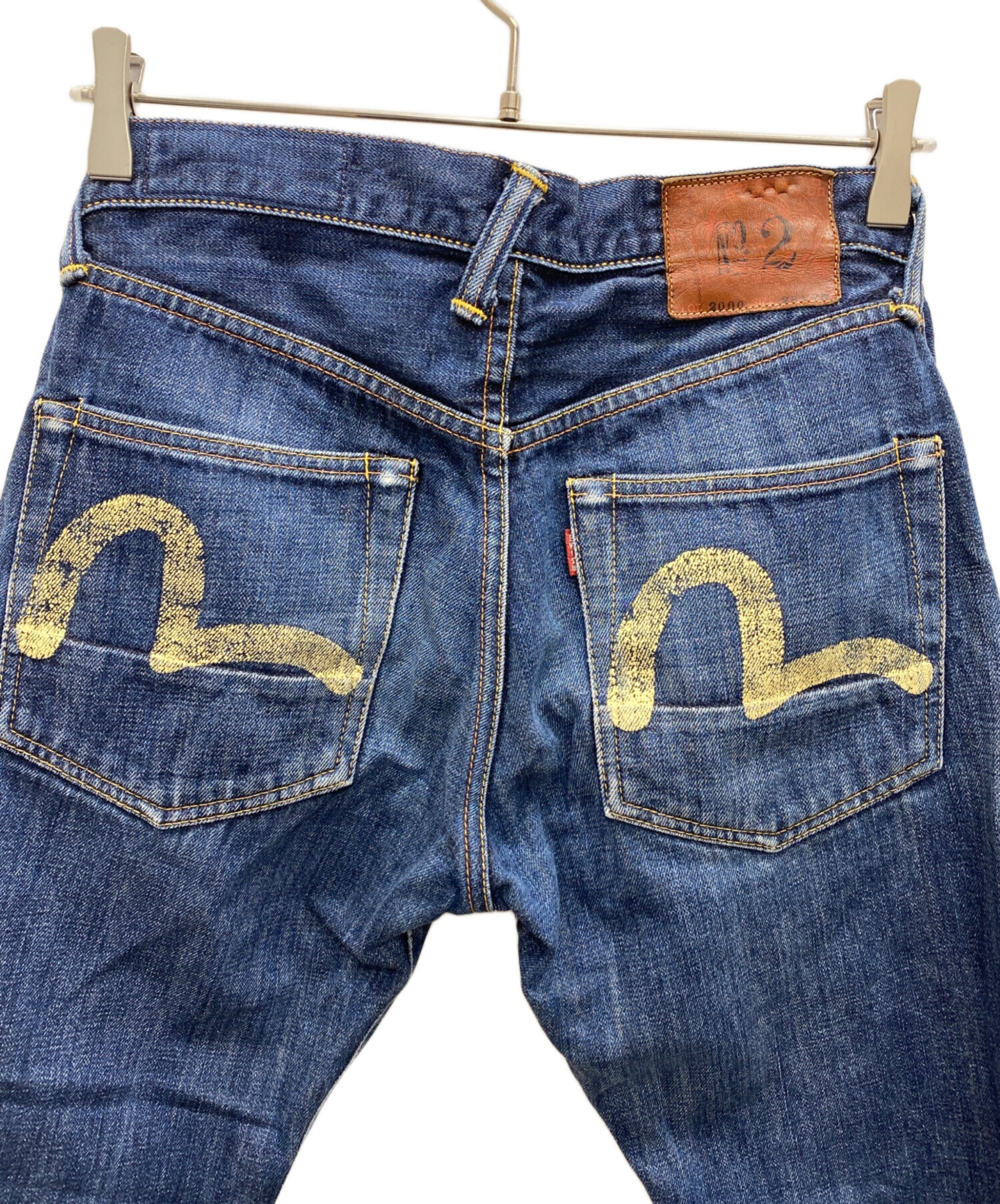 お値下げ　お買い得　YAMANE ヤマネ デニムパンツ　家紋柄　カモメ　Lサイズ 中古・古着通販】YAMANE (ヤマネ) カモメペイントデニムパンツ