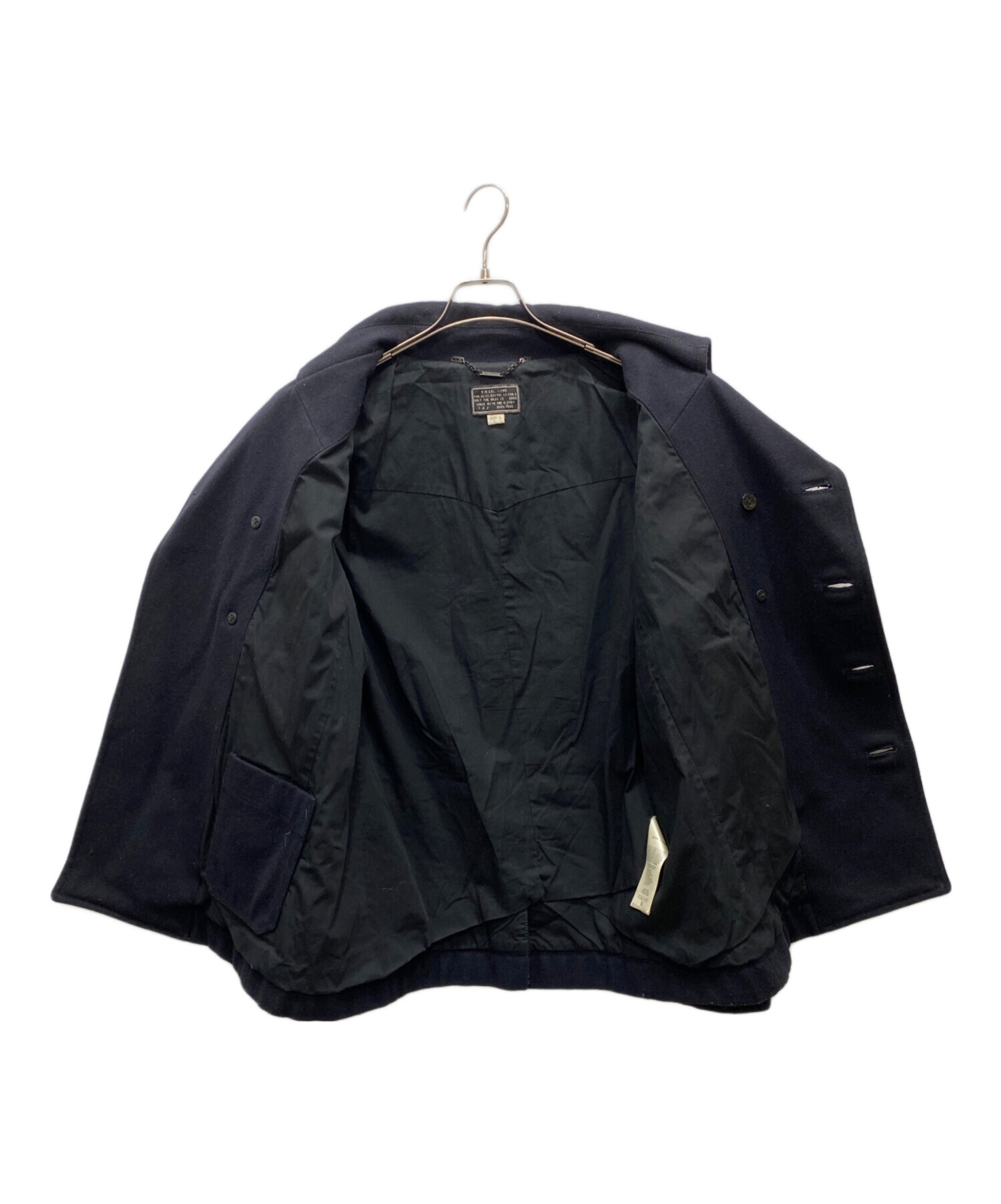 中古・古着通販】DIESEL (ディーゼル) レザー切替Pコート ネイビー 