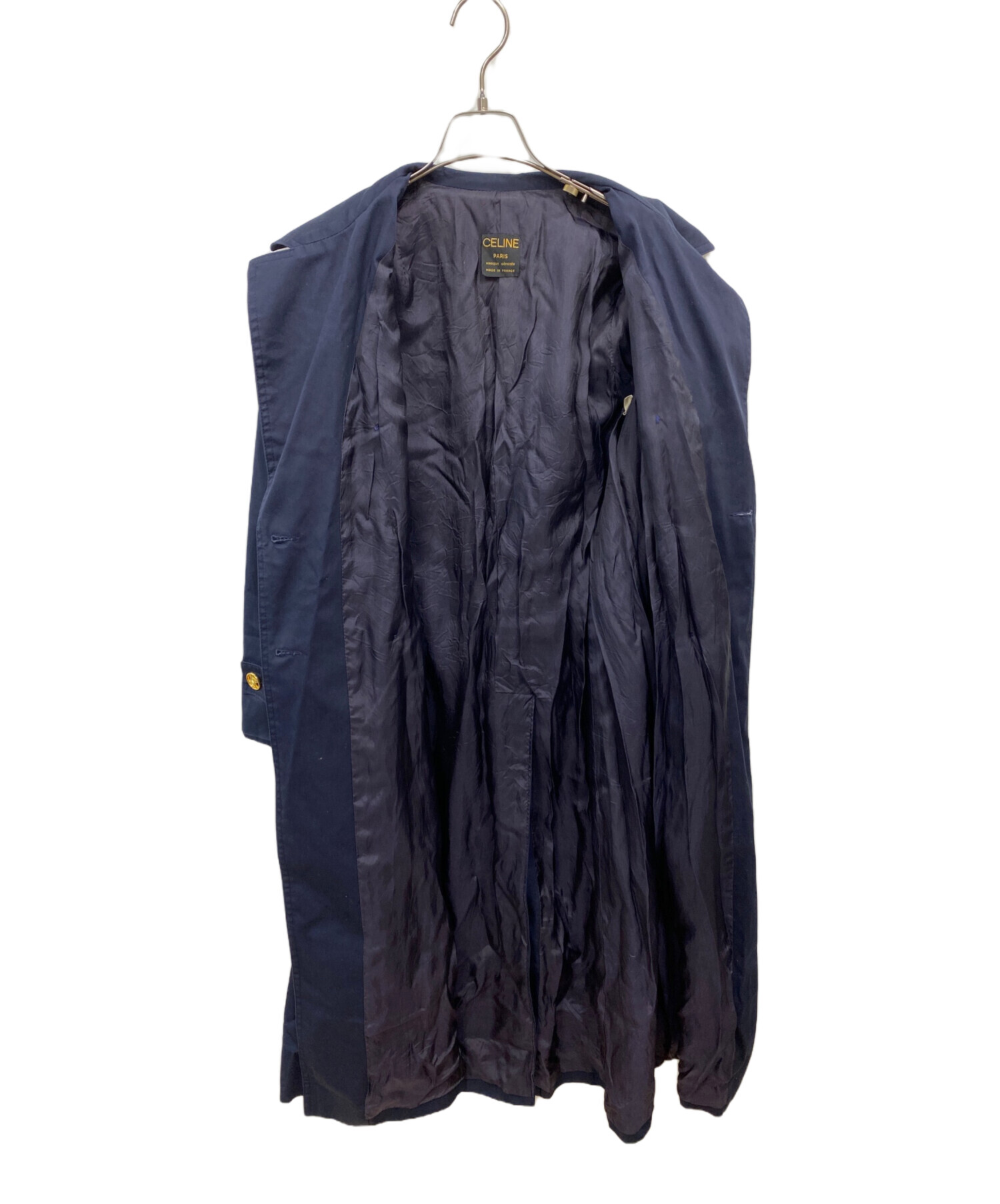 セリーヌ　ネイビー トレンチコート 約約107センチ CELINE - CELINE セリーヌ トレンチコート S カーキ 【古着】【中古