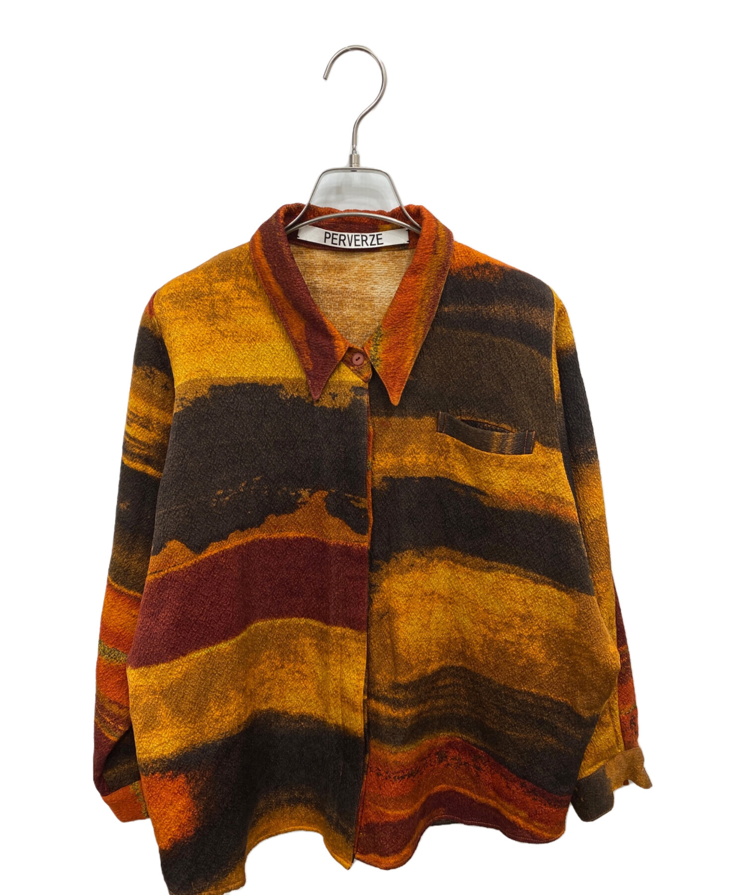 中古・古着通販】PERVERZE (パーバーズ) 総柄シャツ オレンジ サイズ 