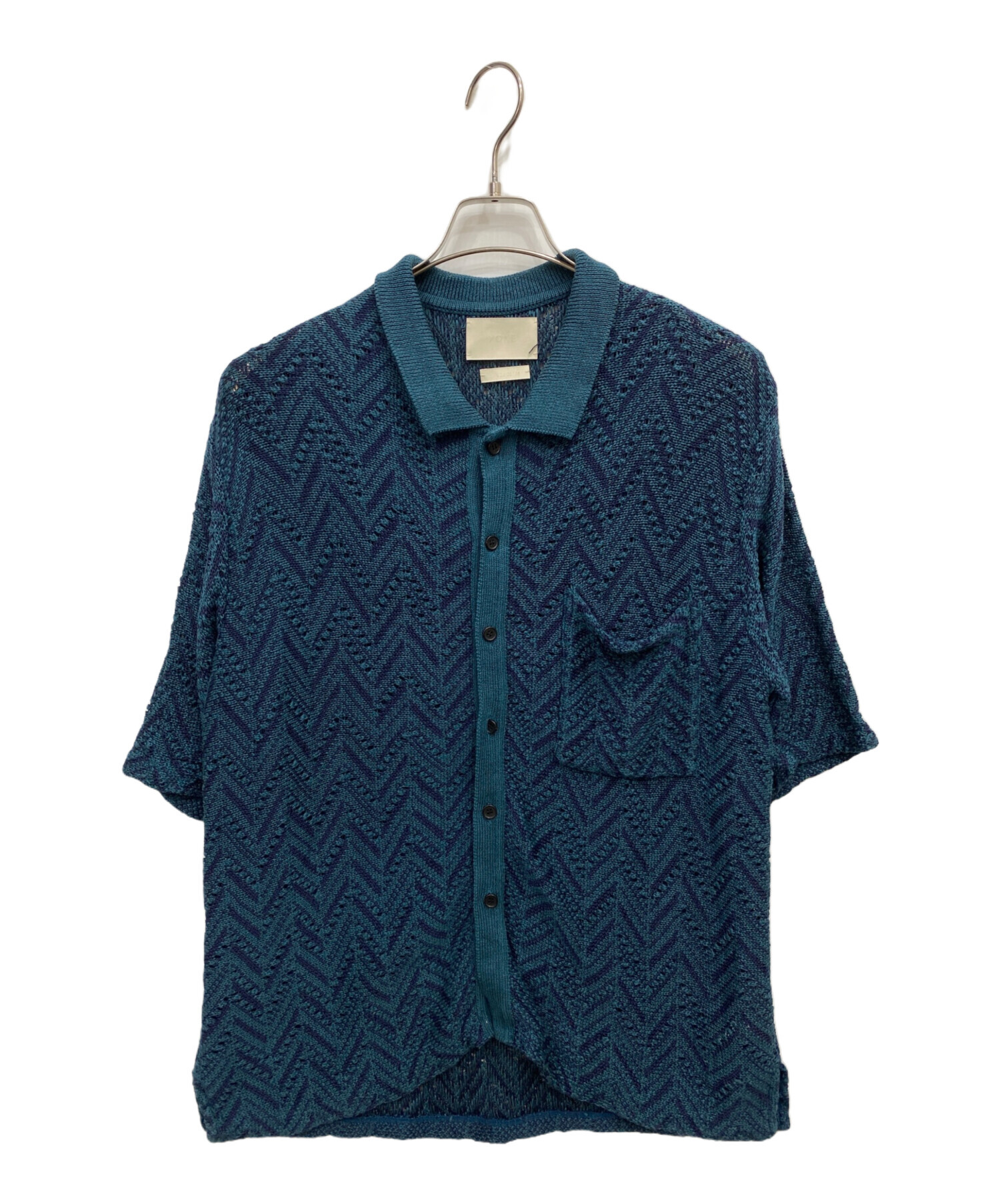中古・古着通販】YOKE (ヨーク) HERRINGBONE MESH SHIRT グリーン