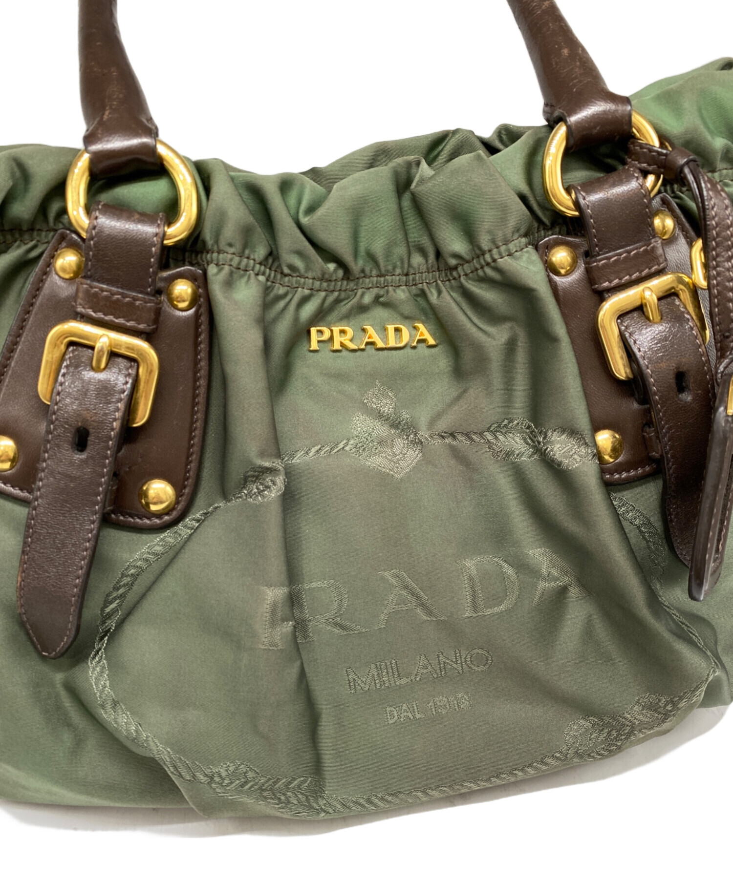 中古・古着通販】PRADA (プラダ) ナイロンハンドバッグ カーキ 