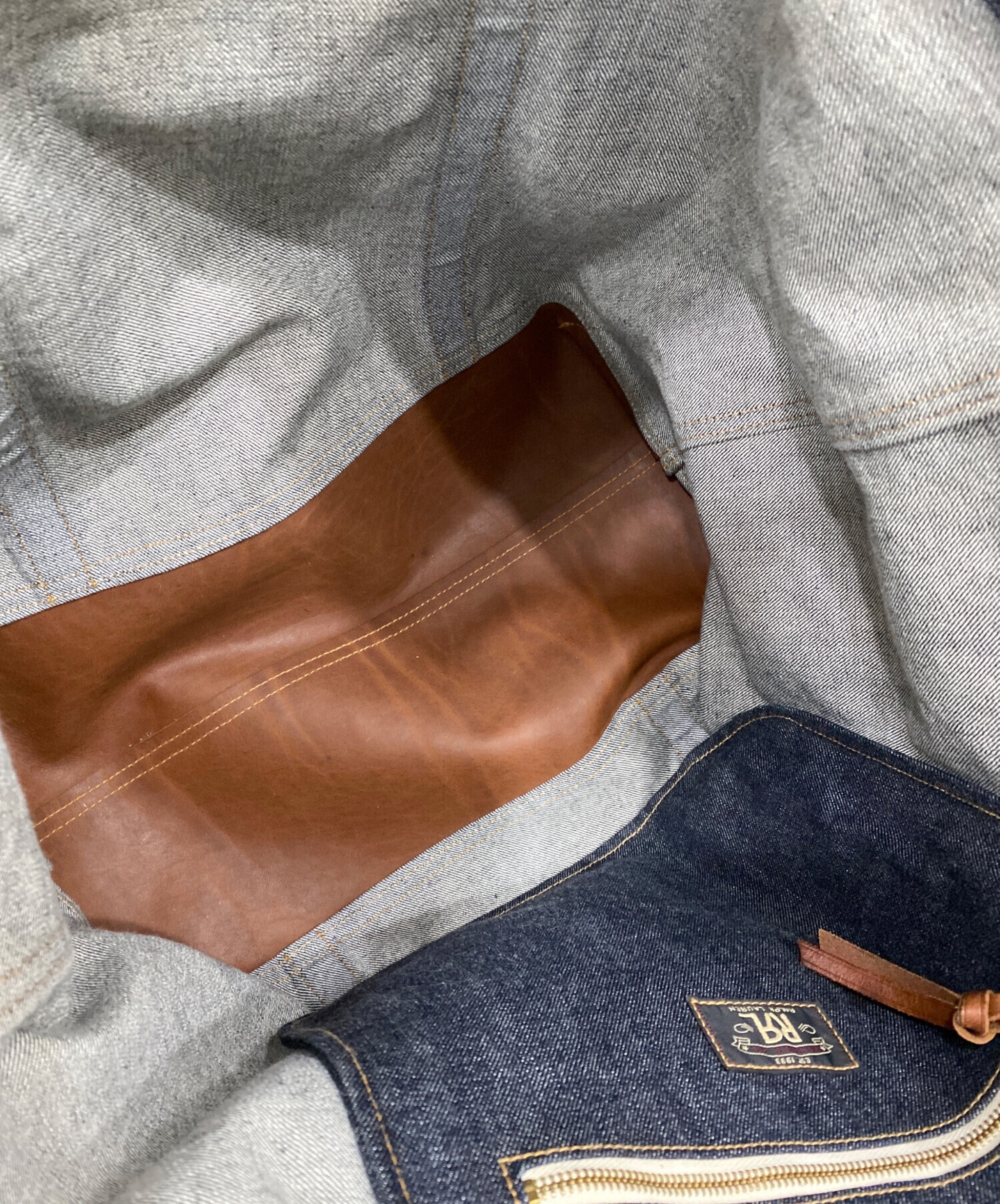 中古・古着通販】RRL (ダブルアールエル) レザートリムデニムトート