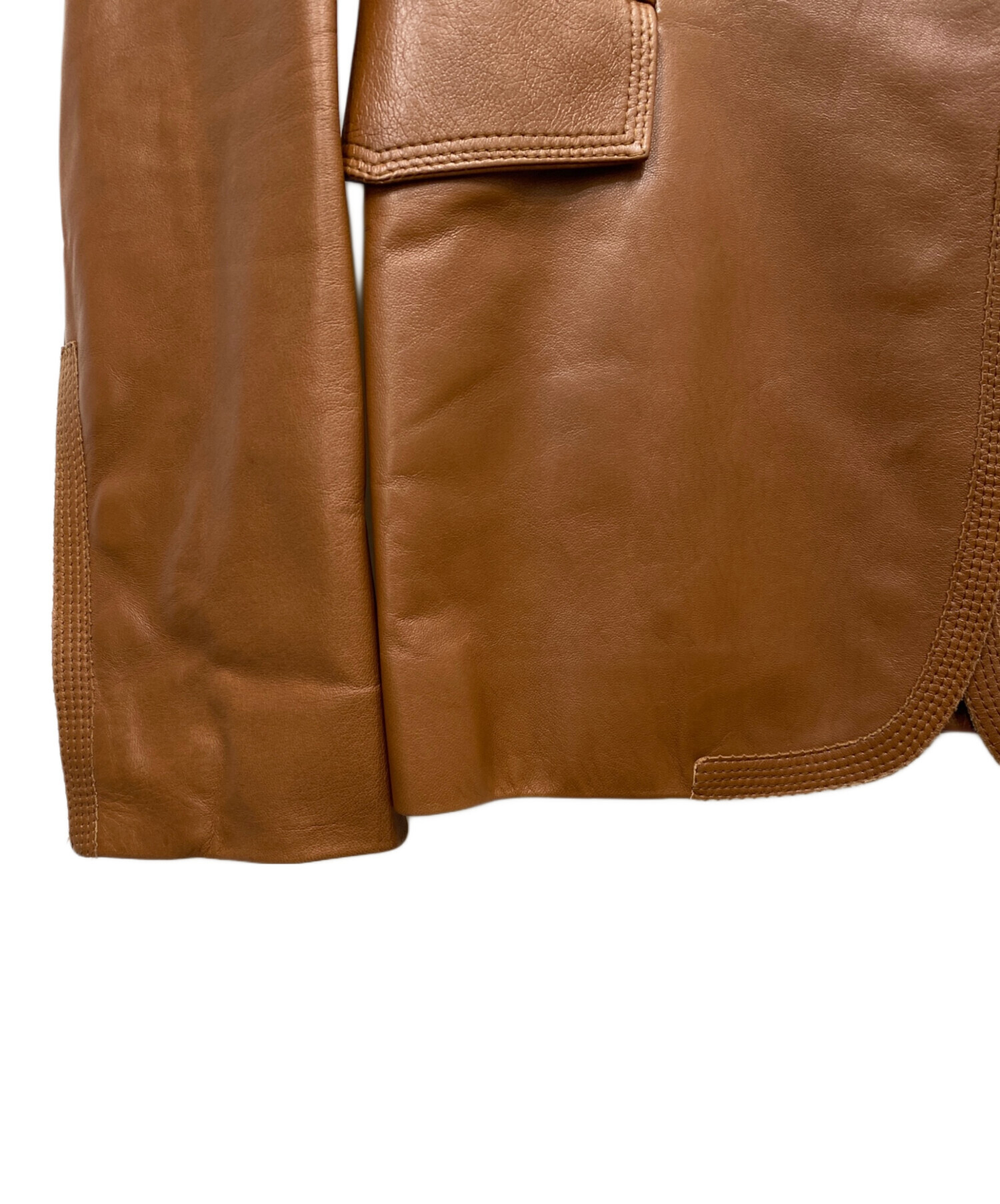 中古・古着通販】GUCCI (グッチ) レザーテーラードジャケット ブラウン