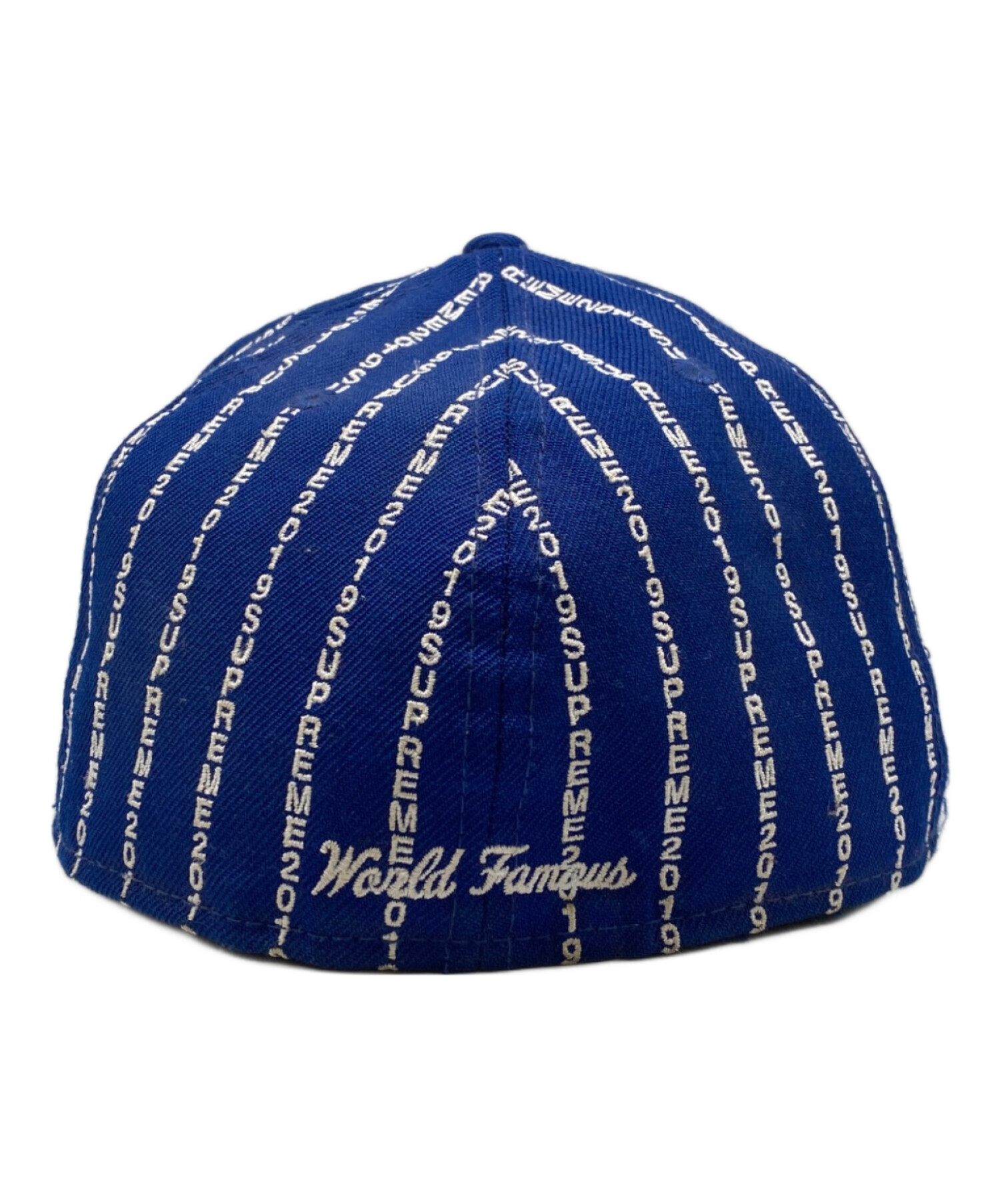 SUPREME シュプリーム 19SS Text Stripe Box Logo NEW ERA CAP BOXロゴ キャップ ネイビー サイズ75/8=60.6cm 正規品 店/23477 Supreme(シュプリーム) ⁄ 19SS⁄Text Stripe New Era⁄キャップ⁄7 1⁄2