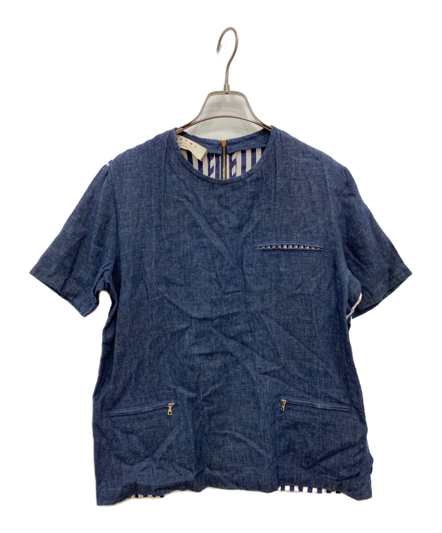 中古・古着通販】MARNI (マルニ) デニム切替ブラウス インディゴ