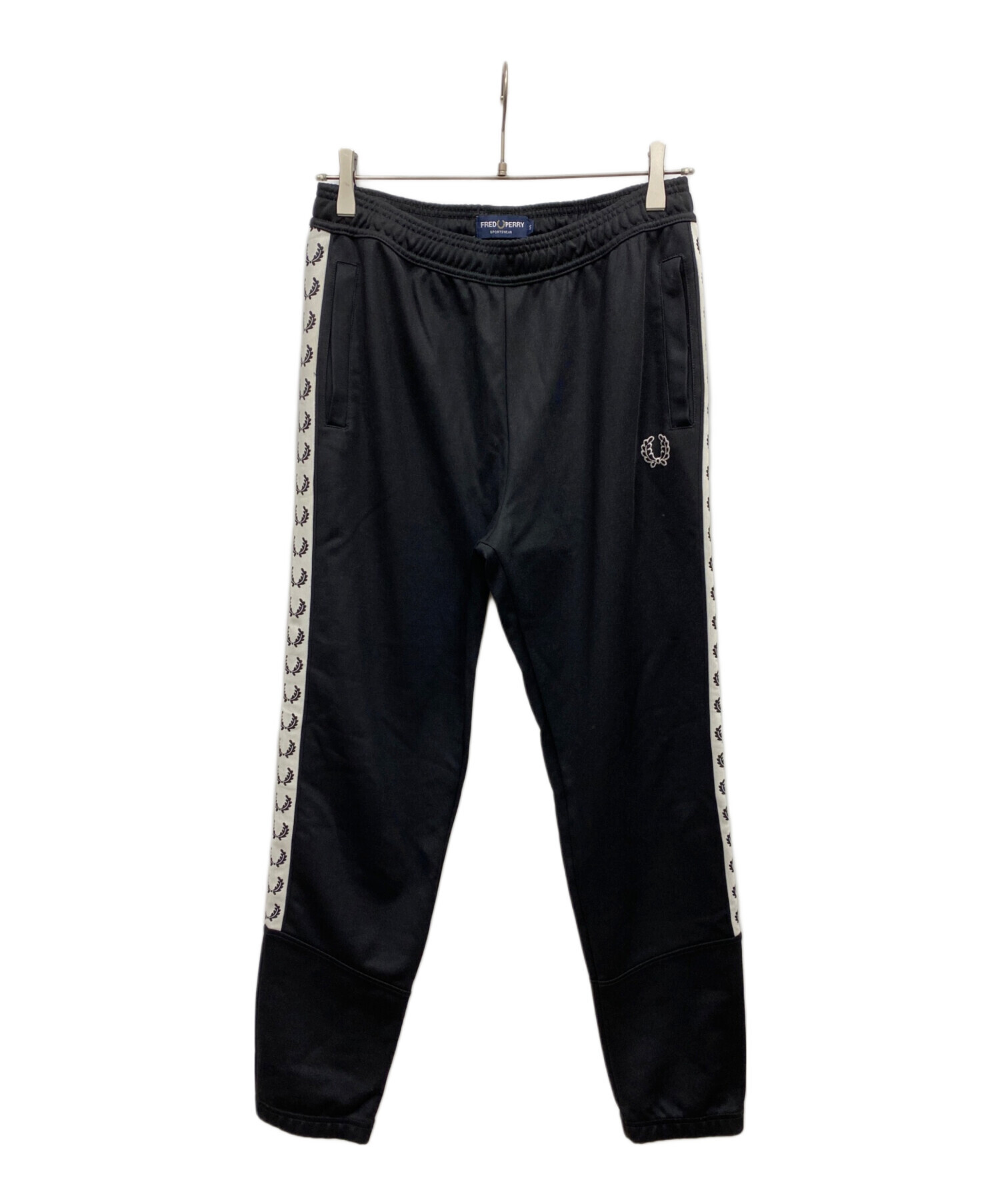 FRED PERRY ブラック トラックパンツ Fred Perry VELOUR PANEL TRACK