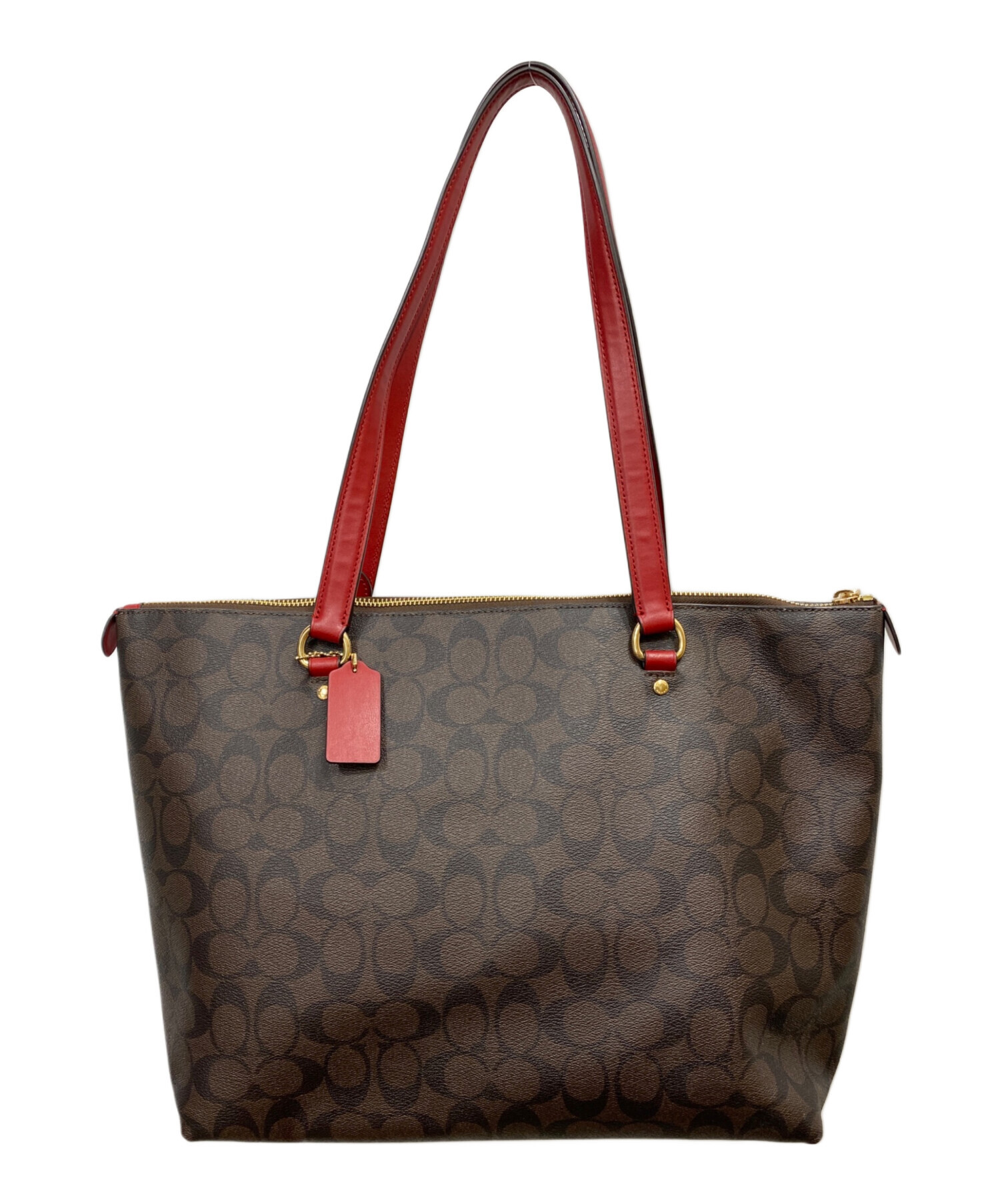 中古・古着通販】COACH (コーチ) トートバッグ ブラウン×レッド 