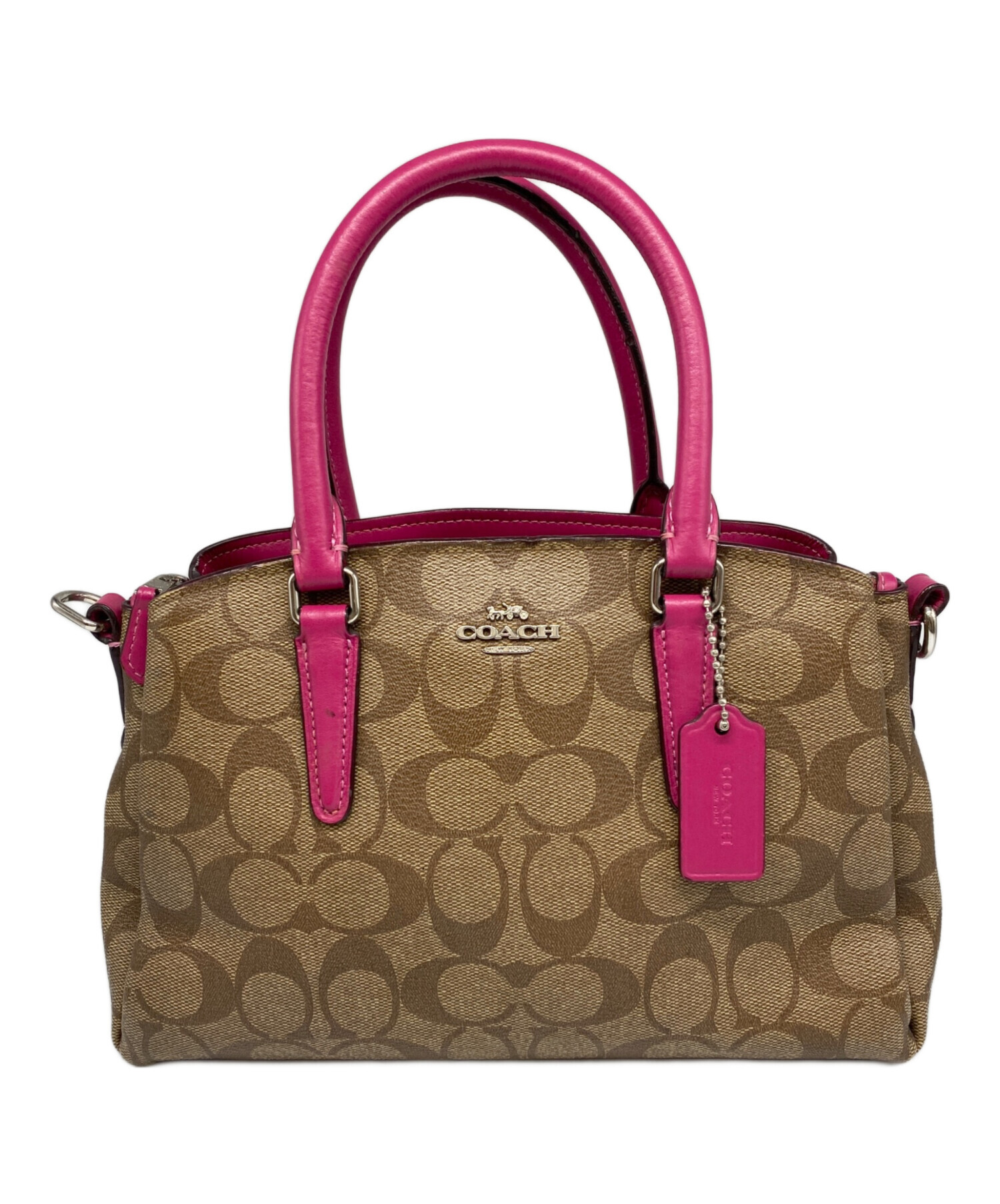 中古・古着通販】COACH (コーチ) 2WAYバッグ ブラウン×ピンク 