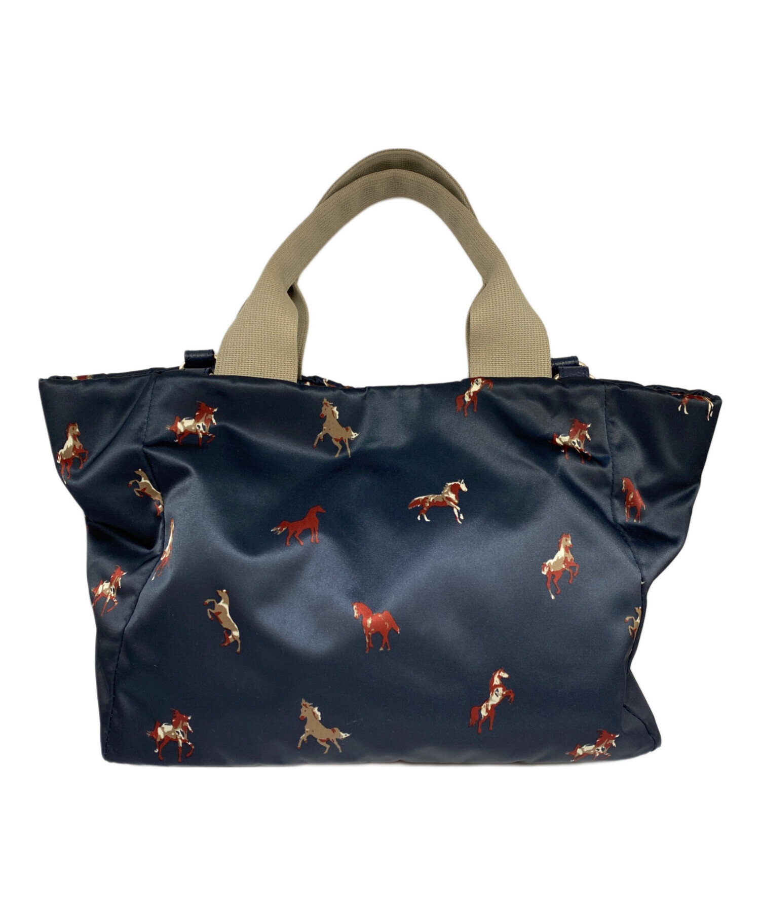 russet 美品　馬柄2way ハンドバッグ 中古・古着通販】russet (ラシット) 馬柄2WAYバッグ ネイビー
