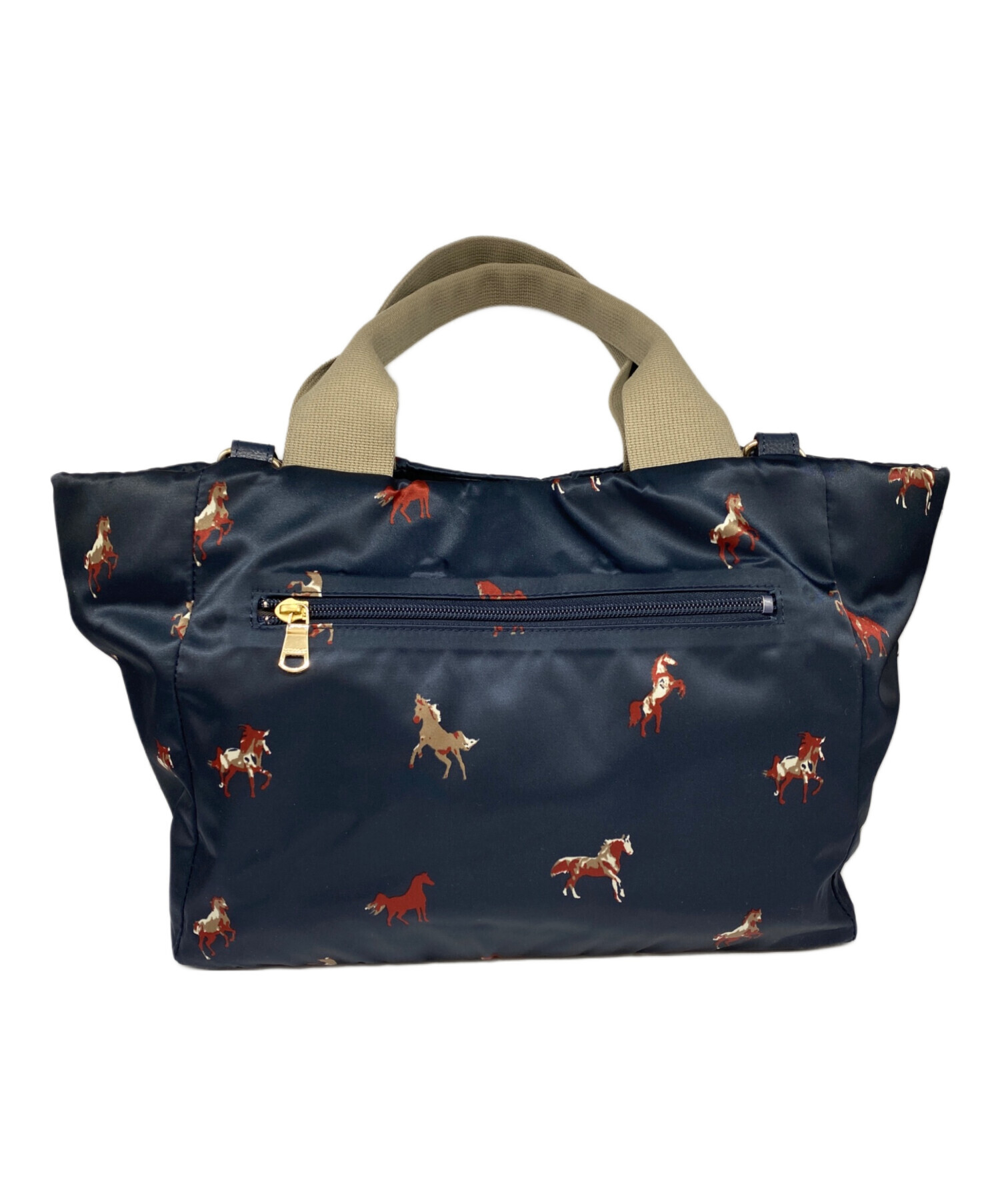 【新品タグ付き】russet ラシット　モノグラム 2WAYバッグ 紺 ポーチ付 中古・古着通販】russet (ラシット) 馬柄2WAYバッグ ネイビー