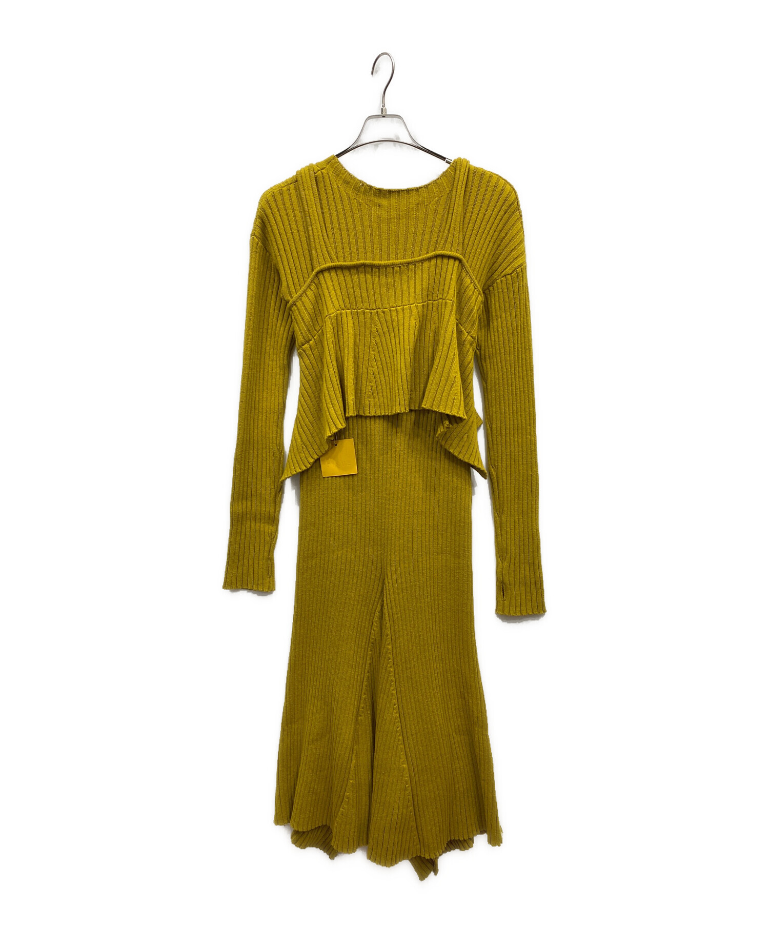 中古・古着通販】pinue (ピヌエ) ニットワンピース イエロー サイズ:M