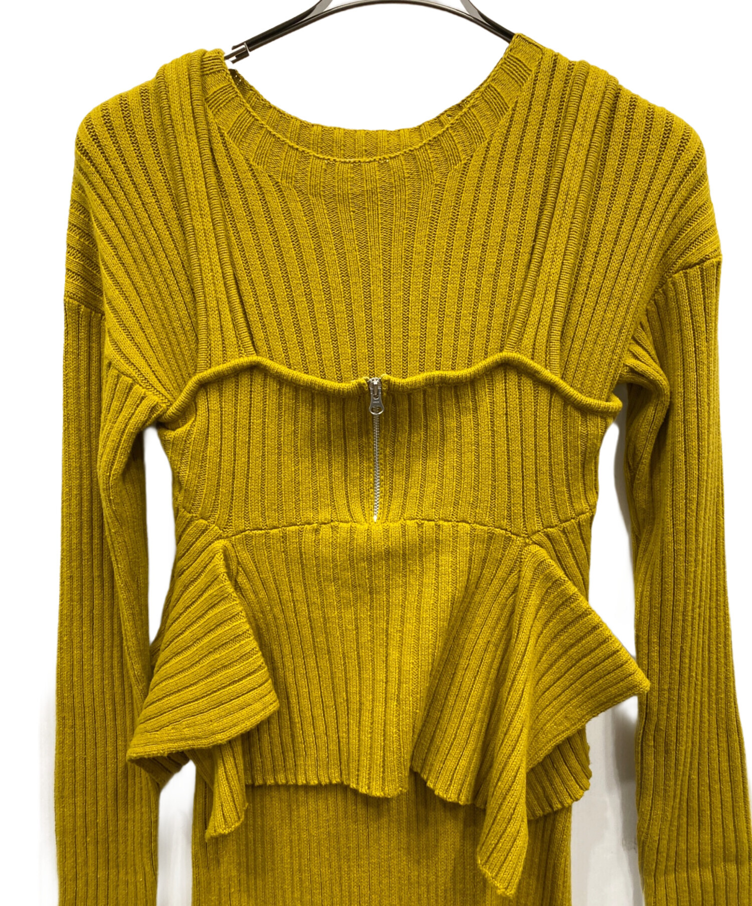 中古・古着通販】pinue (ピヌエ) ニットワンピース イエロー サイズ:M