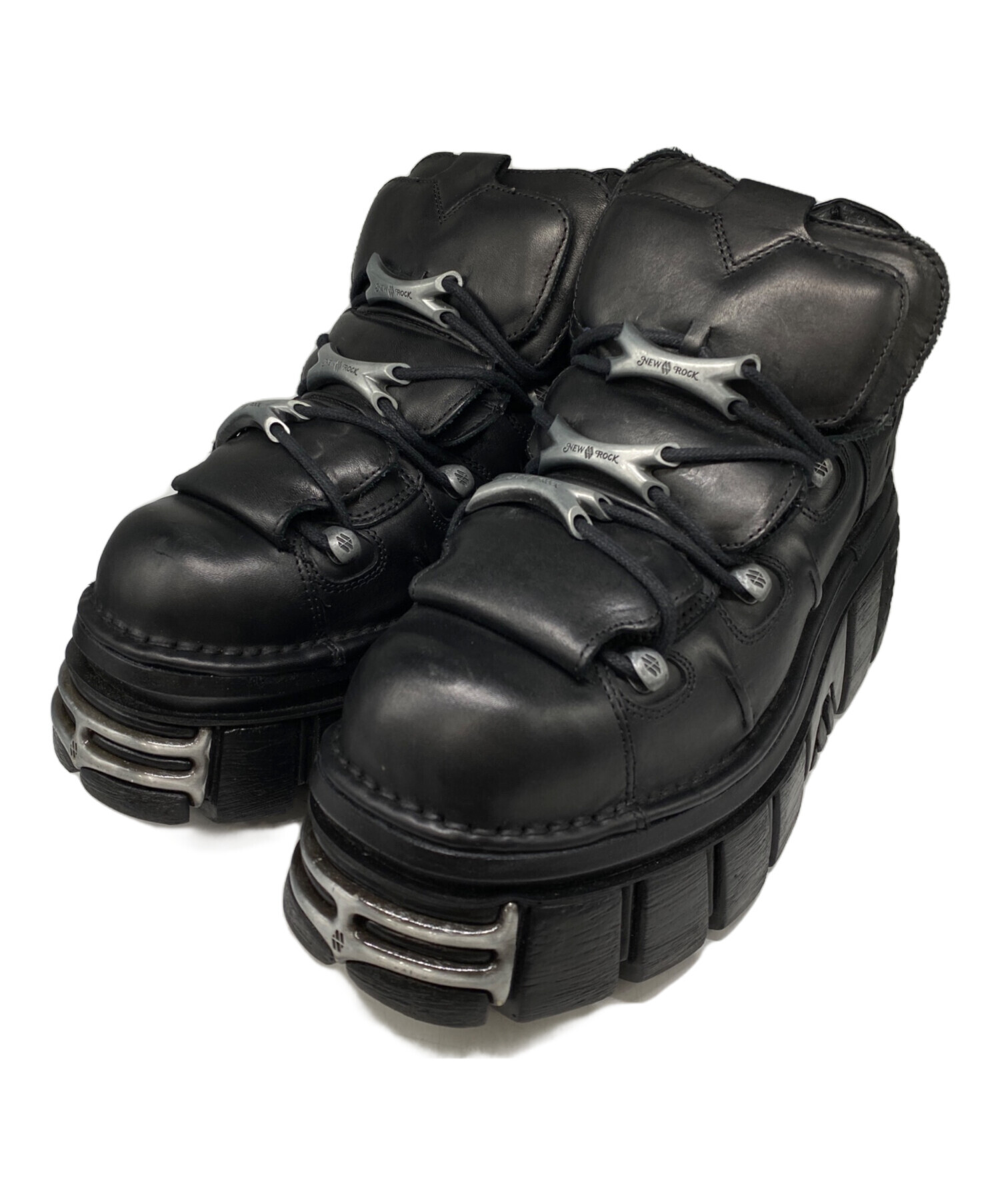 NEWROCK ニューロック ブーツ EU40 25cm 厚底 ブラック 中古・古着通販】NEW ROCK (ニューロック) 厚底ブーツ ブラック サイズ