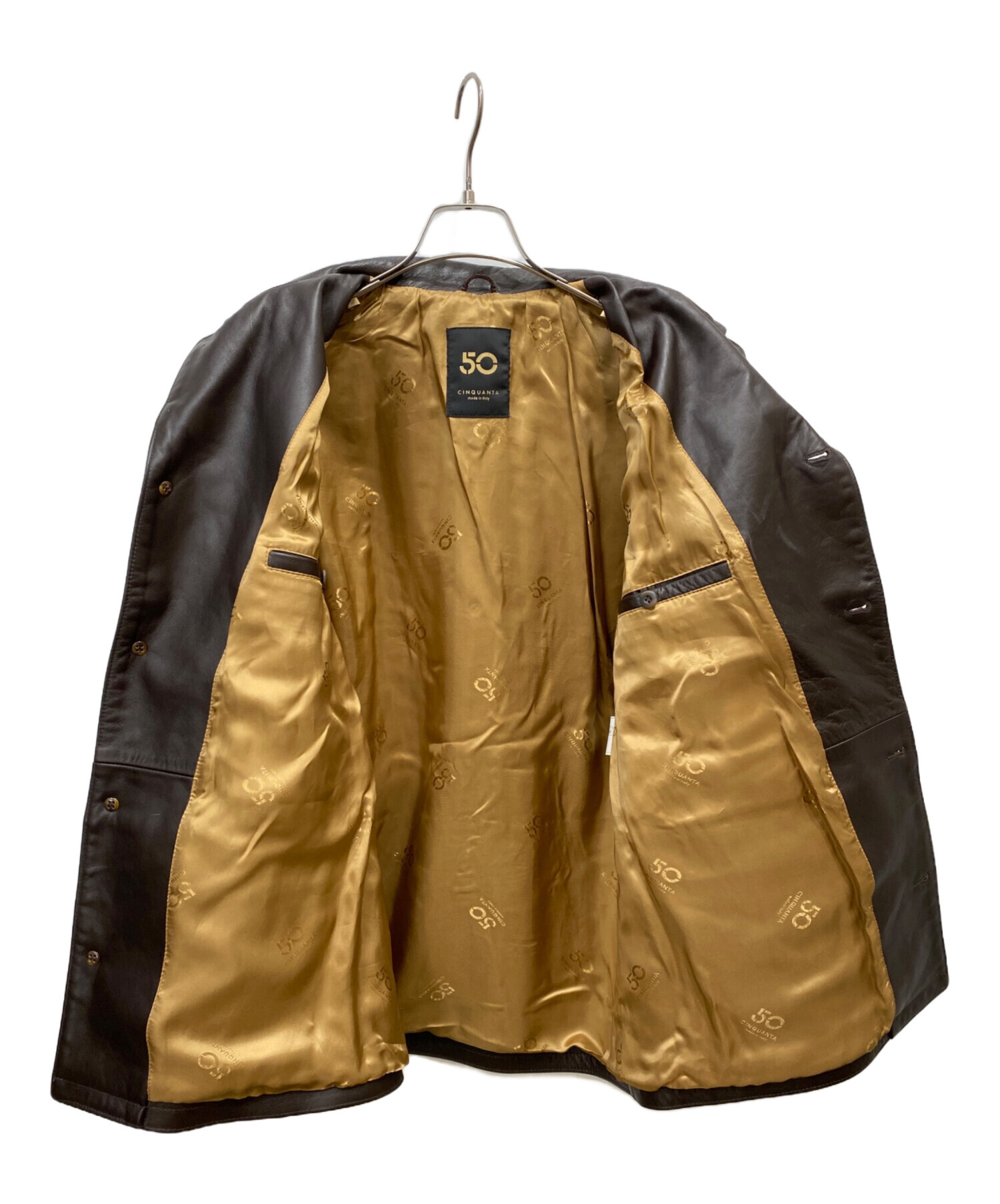 ★美品　cinquanta チンクワンタ　レザージャケット　イタリア製　　M チンクアンタ ホースレザー・カバーオールジャケット | ライト