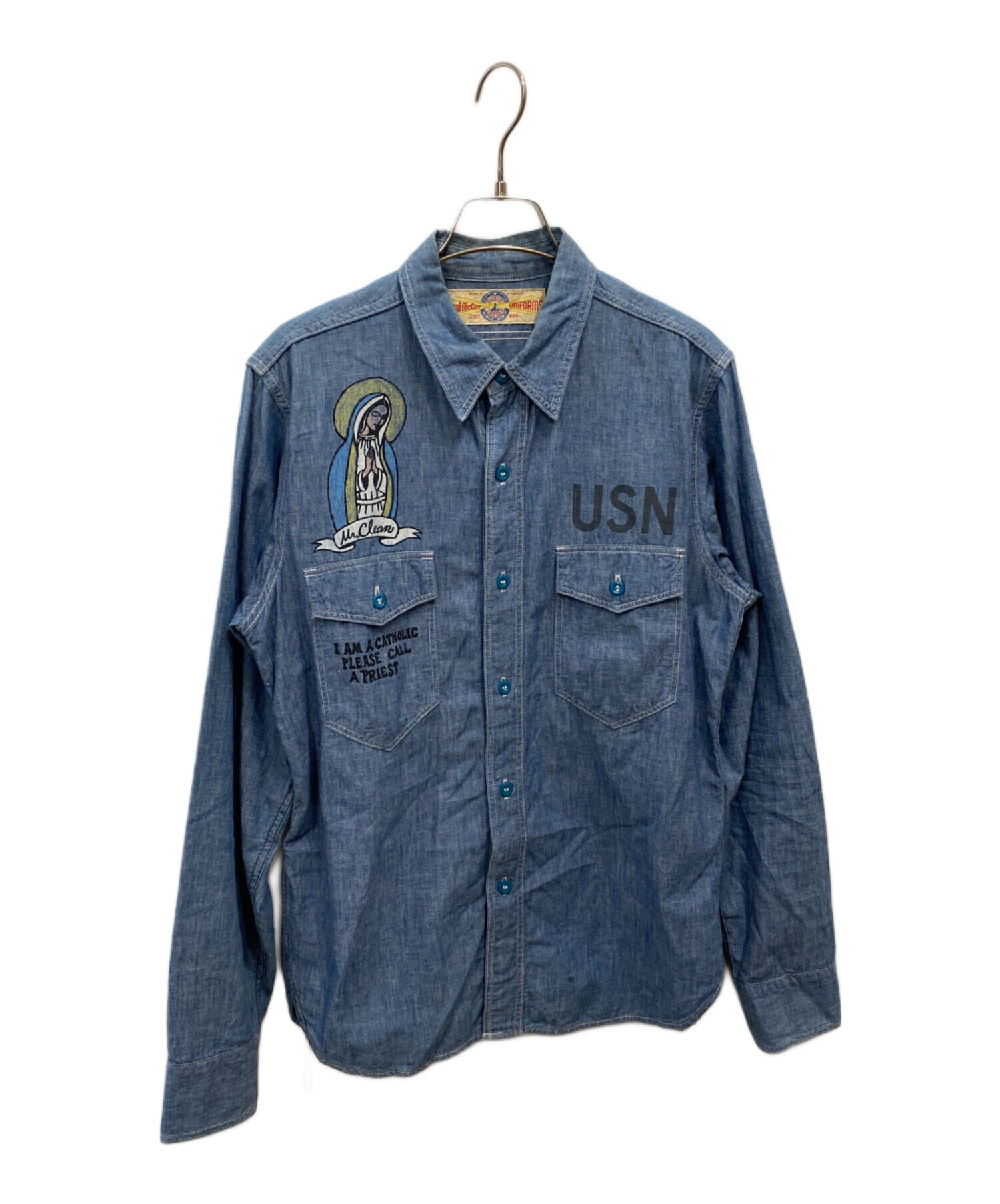 【ヴィンテージ品】Real McCoy デニムシャツ USNロゴ 中古・古着通販】THE REAL McCOY'S (ザ・リアルマッコイズ) デニム