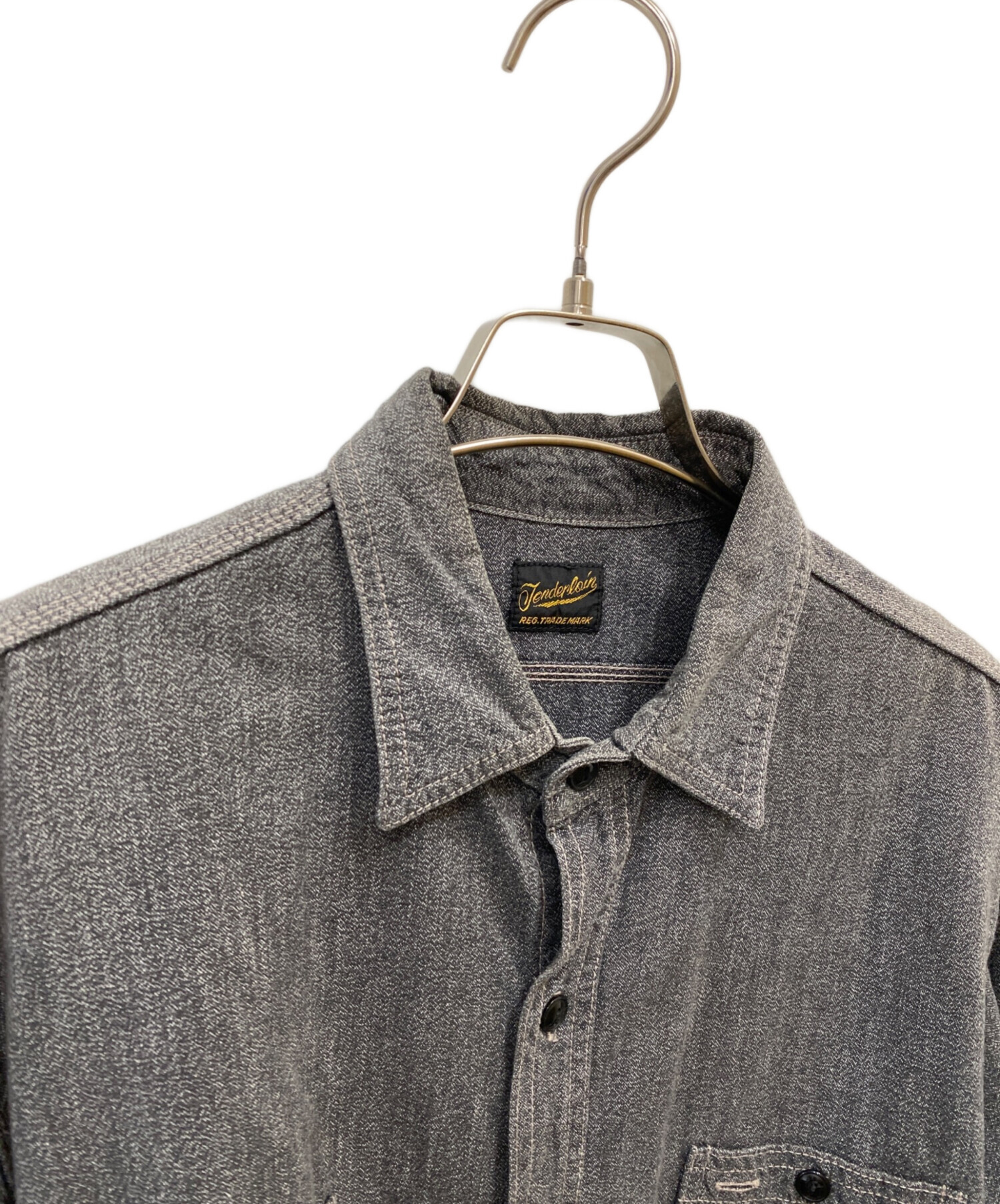 TENDERLOIN シャンブレーシャツ　ブラック 中古・古着通販】TENDERLOIN (テンダーロイン) ブラックシャンブレー