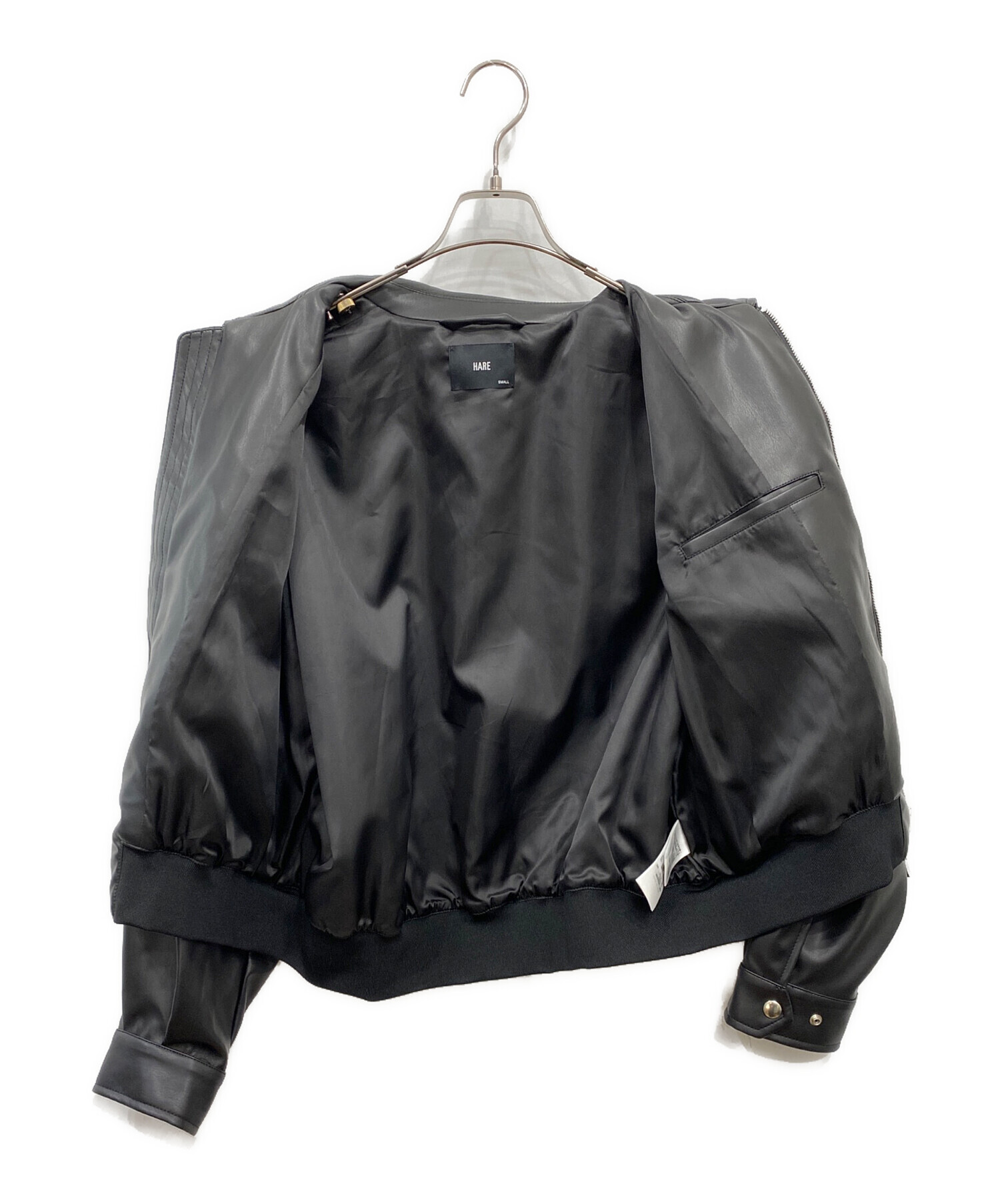 中古・古着通販】HARE (ハレ) レザーコンパクトブルゾン ブラック