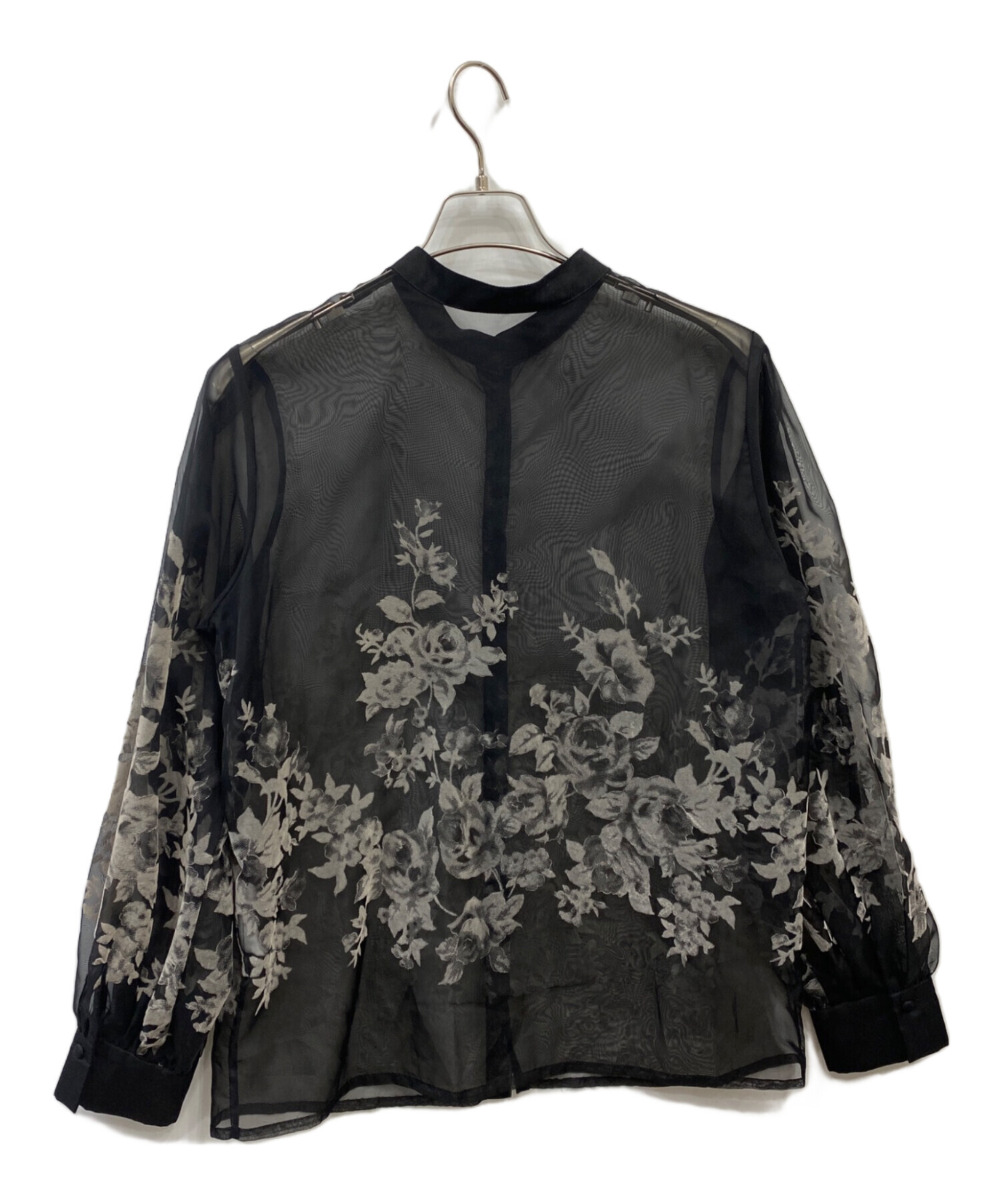 中古・古着通販】Ameri (アメリ) 花柄シアーブラウス ブラック サイズ