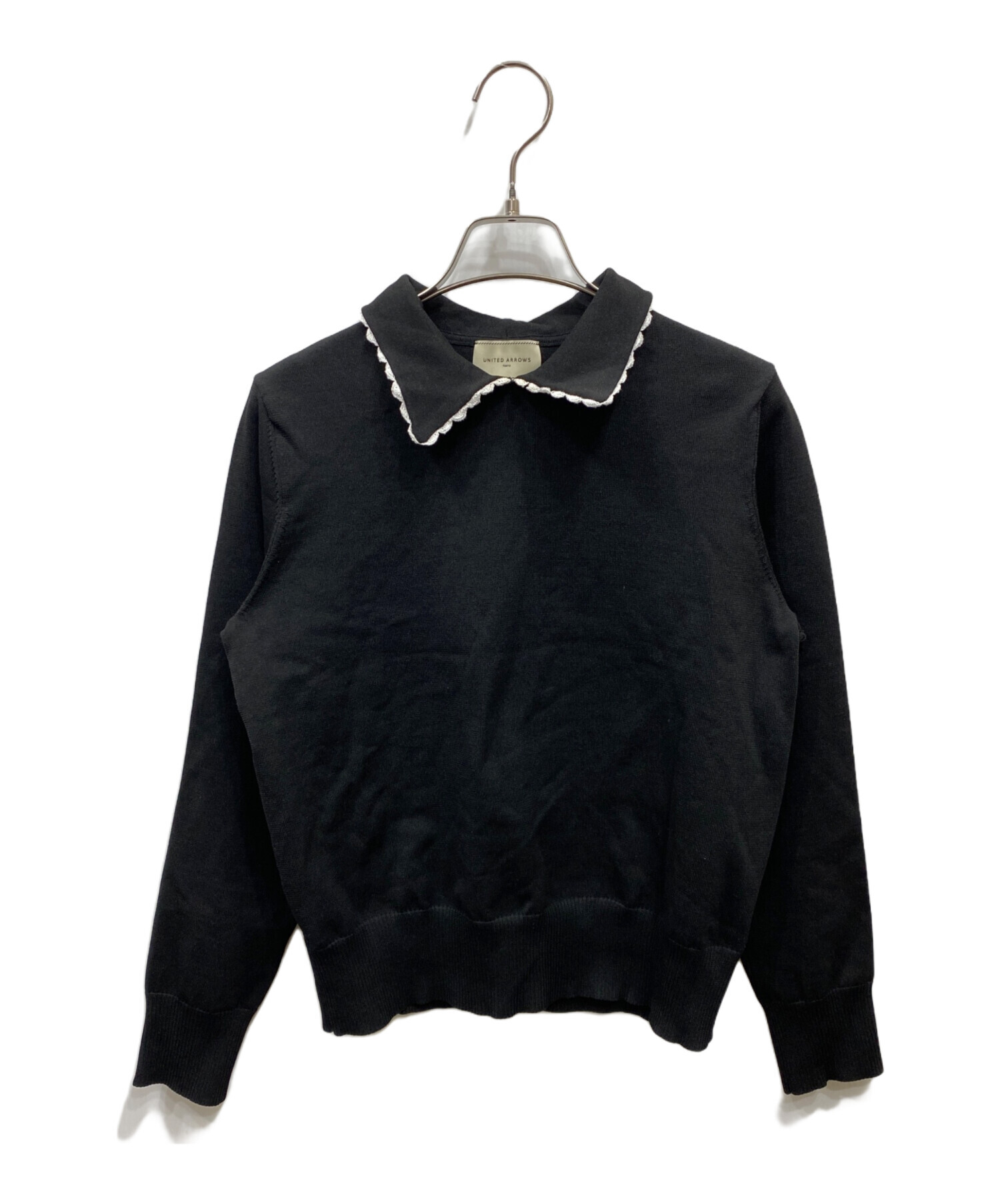 ブラック 襟付き 半袖ニット　UNITED ARROWS 黒 ブラック 襟付き 半袖ニット UNITED ARROWS 黒 ブラック 襟付き 半袖