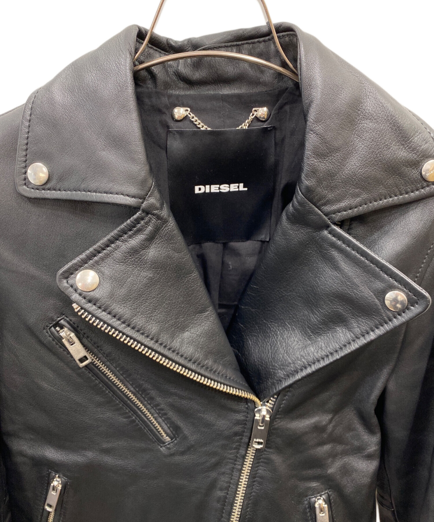 現行モデル　DIESEL ディーゼル　ダブルライダース　ショート丈　ユーズド加工 中古・古着通販】DIESEL (ディーゼル) レザーダブルライダース
